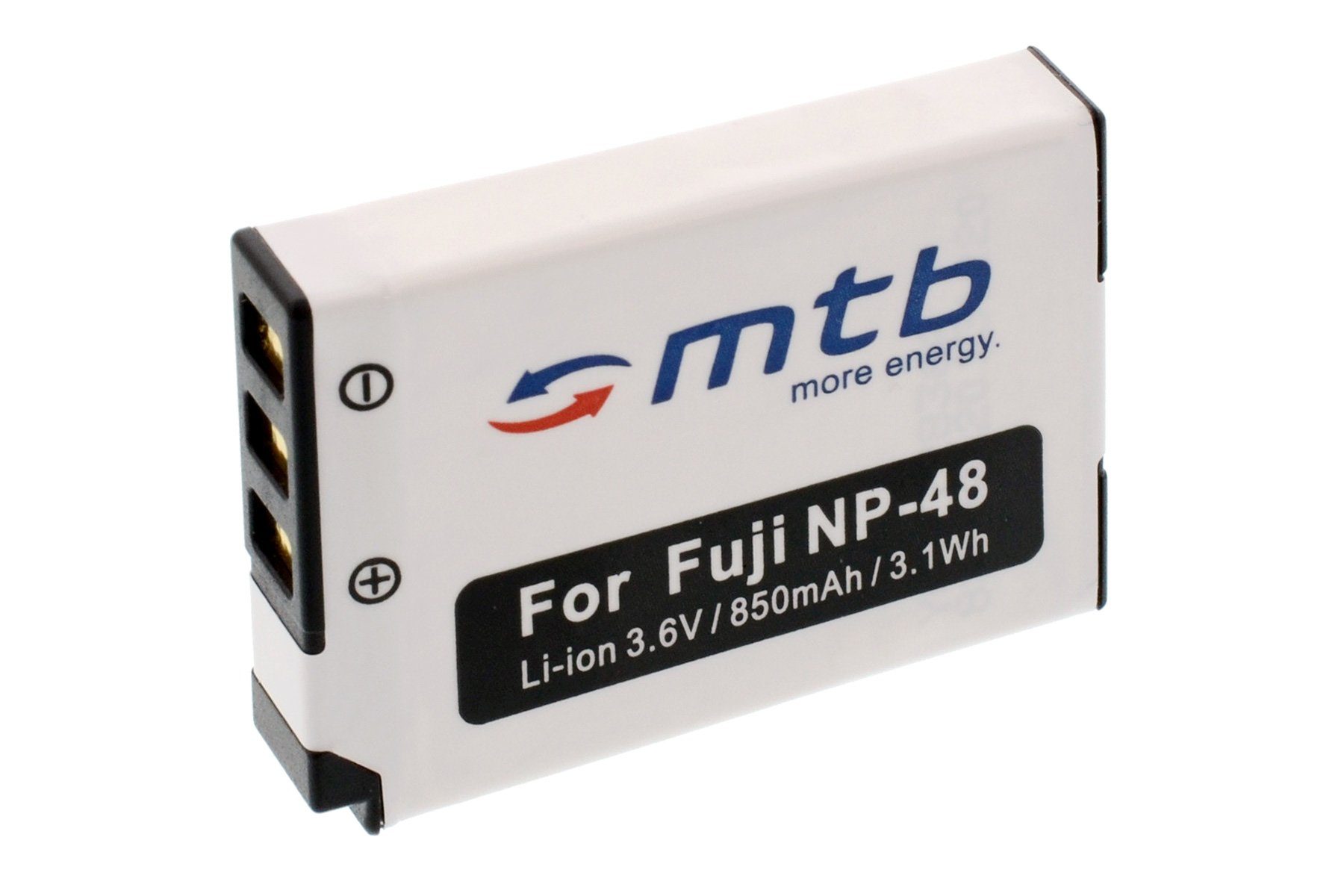 mtb more energy [BAT-410 - Li-Ion] Kamera-Akku kompatibel mit Akku-Typ Fuji NP-48 850 mAh (3,6 V), passend für: Fuji Fujifilm XQ1, XQ2 …