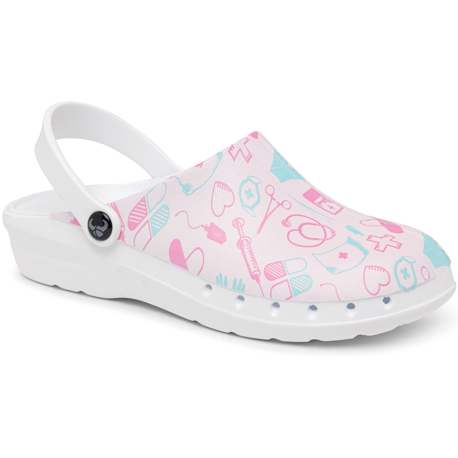 suecos Damen Clogs "ODEN+ PRINT" Medical Pink Sicherheitsschuh