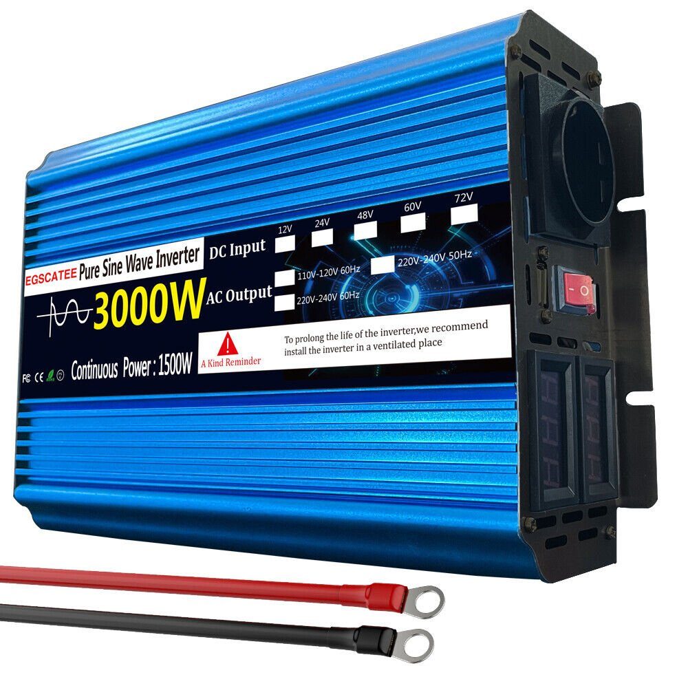 MOUTEN Spannungswandler Spannungswandler 3000 W 1500 W 12 V Sinus- Wechselrichter, (1 St), 12V/DC-230V/AC
