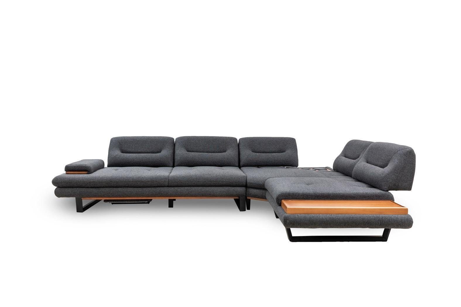 JVmoebel Ecksofa Designer Ecksofa L-form Luxus Grau Möbel für Wohnzimmer Wohnlandschaft, 1 Teile, Made in Europa