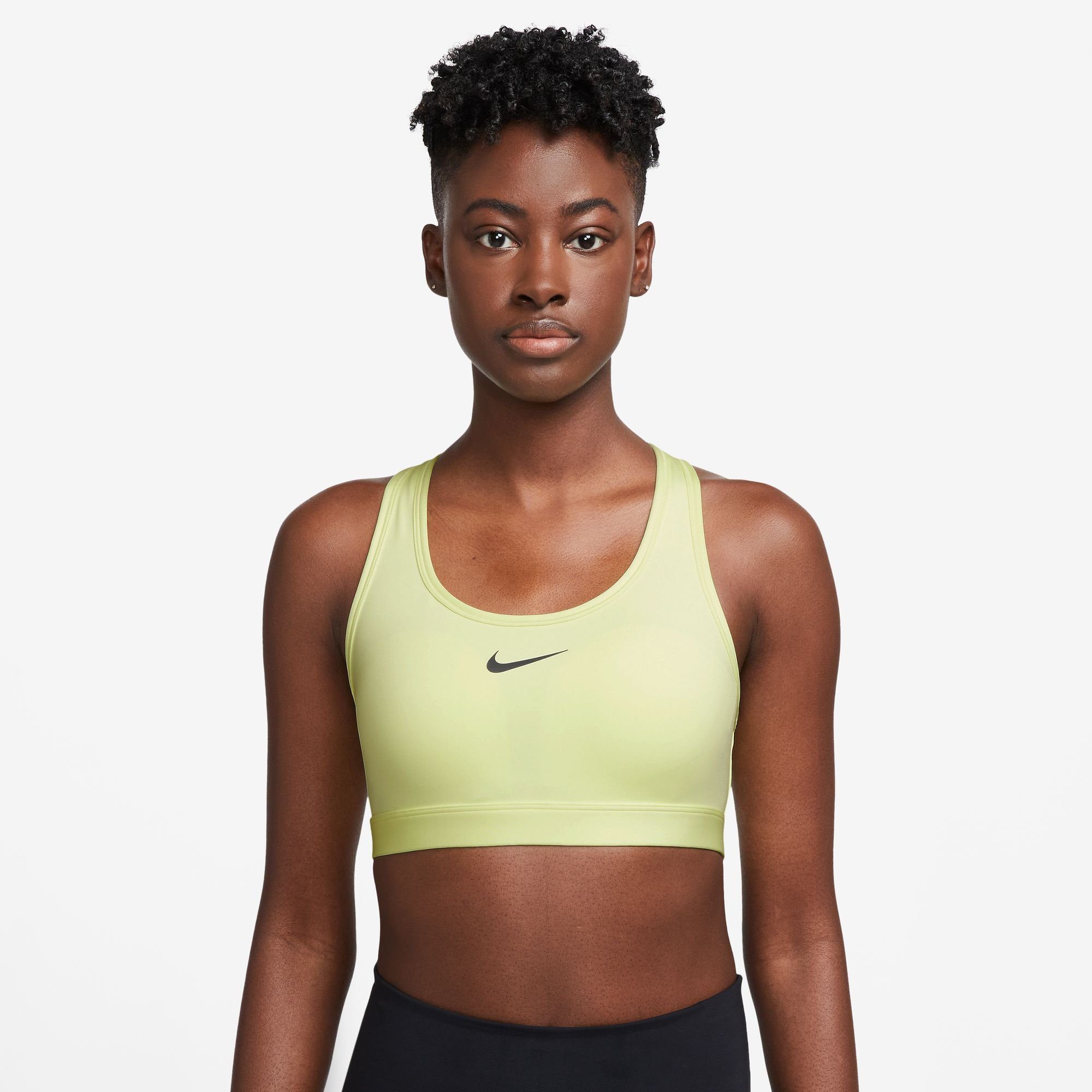 WOMEN'S PADDED GREEN/BLACK BRA MEDIUM SPORTS LUMINOUS Nike SUPPORT SWOOSH Sport-BH