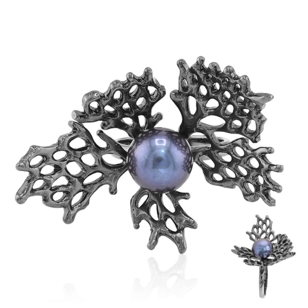 Cavill Perlenring Cavill Ring mit 9,5 mm Süßwasserperle, 925er Sterling Silber, filigran (1-tlg)