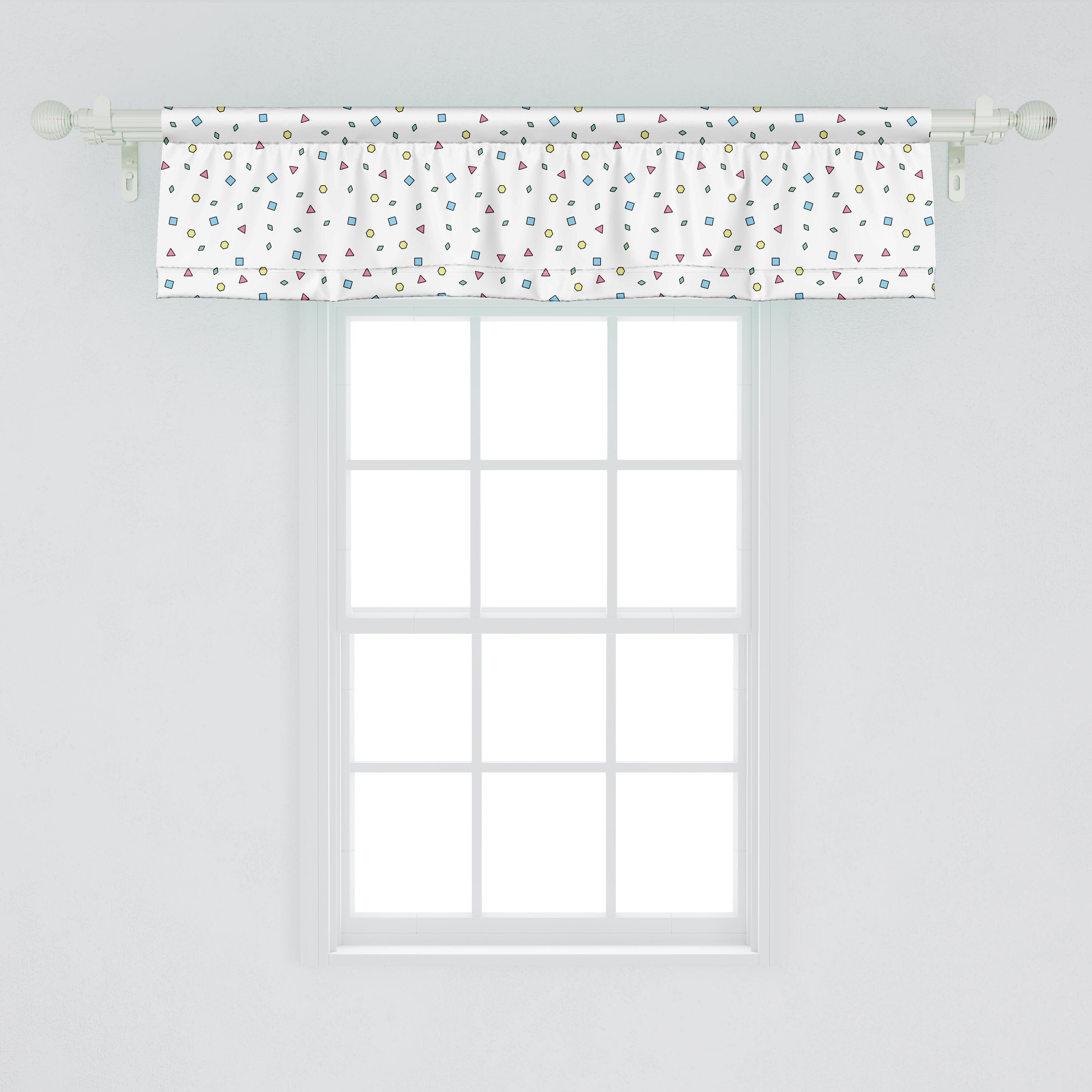 Scheibengardine Dekor Schlafzimmer Vorhang für Bunte 90s Volant Microfaser, mit Küche Stangentasche, Geometrische Form Abakuhaus,