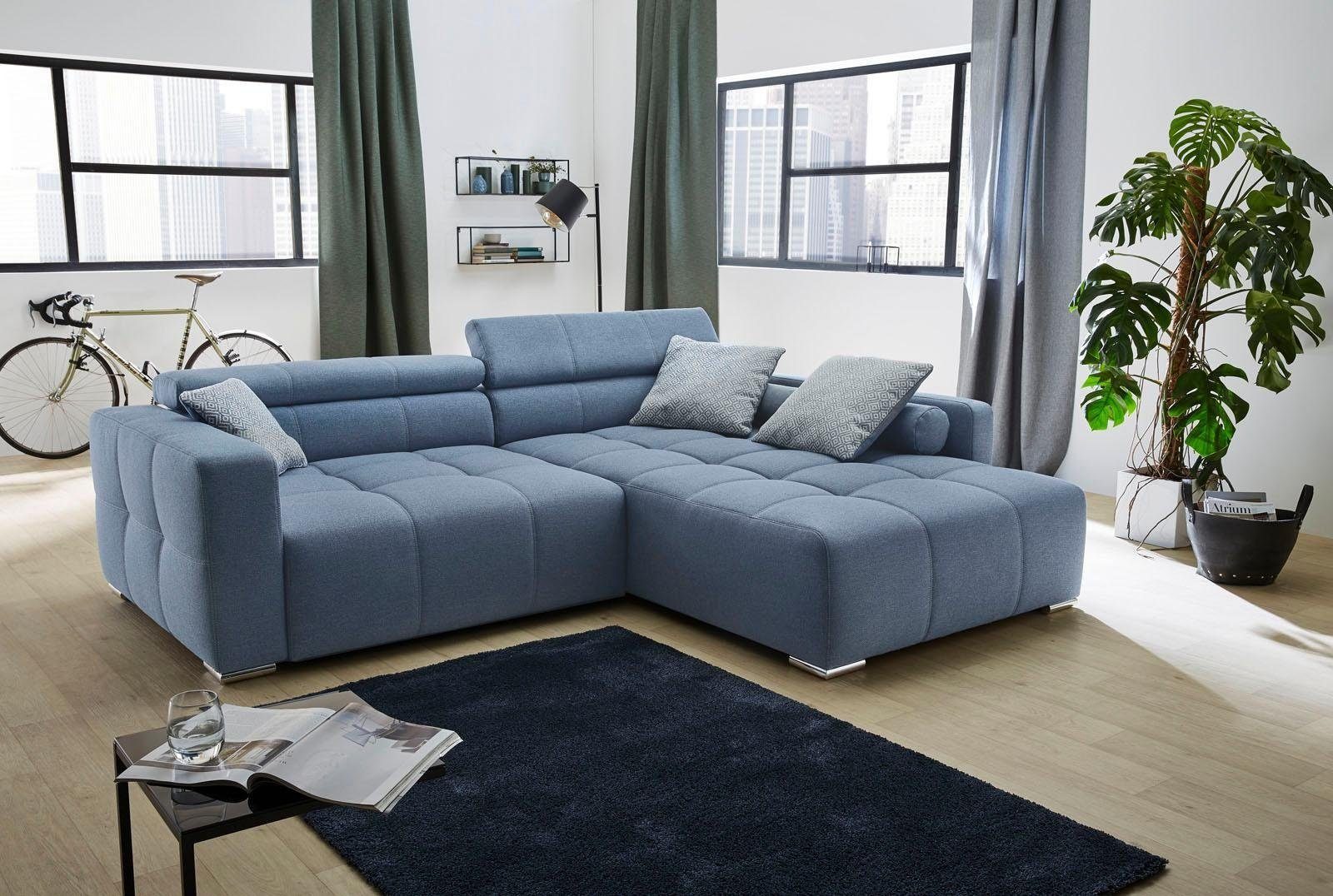 Jockenhöfer Gruppe Ecksofa Salerno L-Form, B: 280 cm, im Big-Sofa-Style, mit Kopfteilverstellung & Zierkissen
