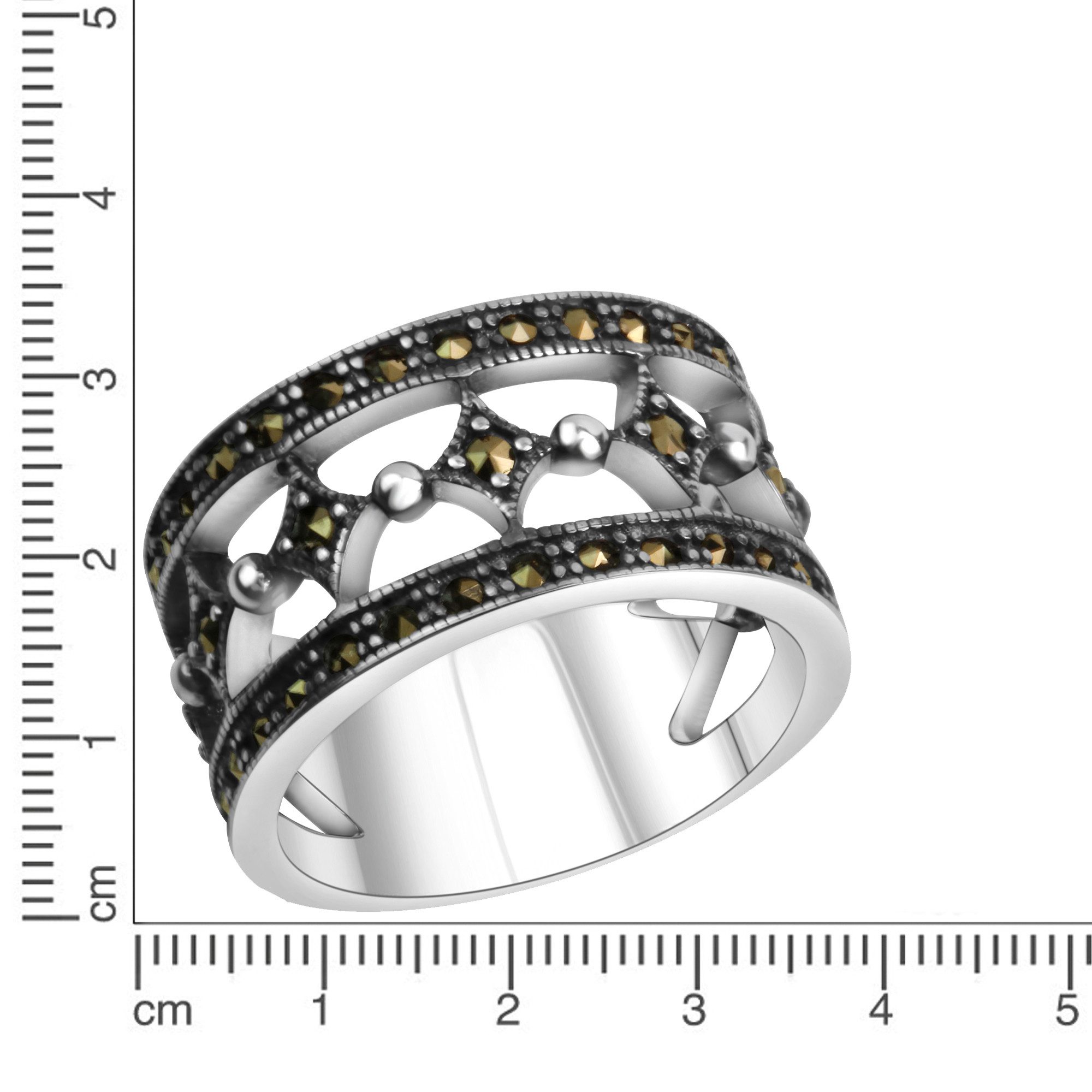 Zeeme Fingerring Silber 925 oxidiert mit 40x Markasit günstig online kaufen
