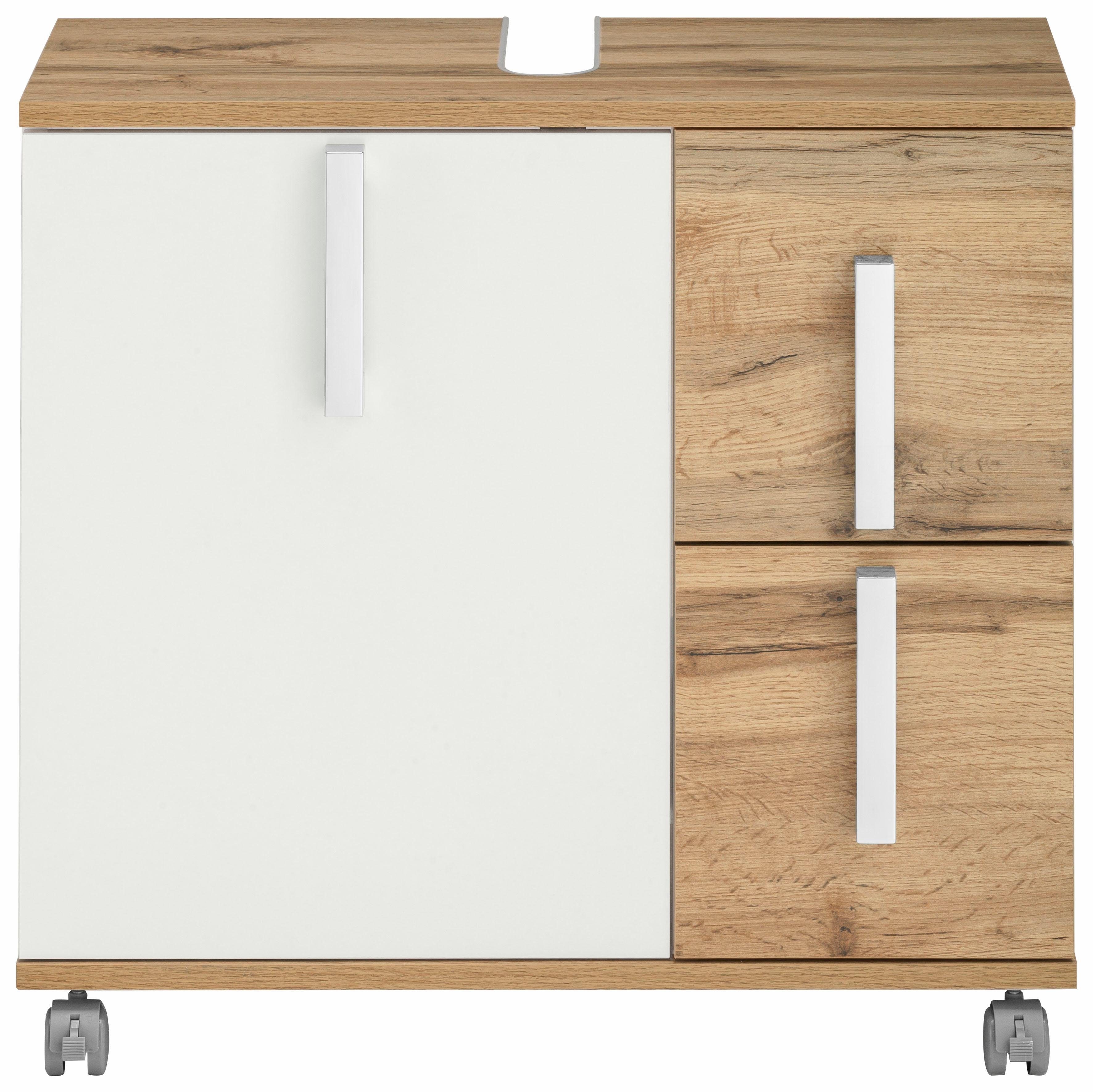 Schildmeyer Waschbeckenunterschrank Kampen made in Germany Höhe 60 cm, mit Metallgriffen, Tür mit Soft-Close, 2 Schubladen