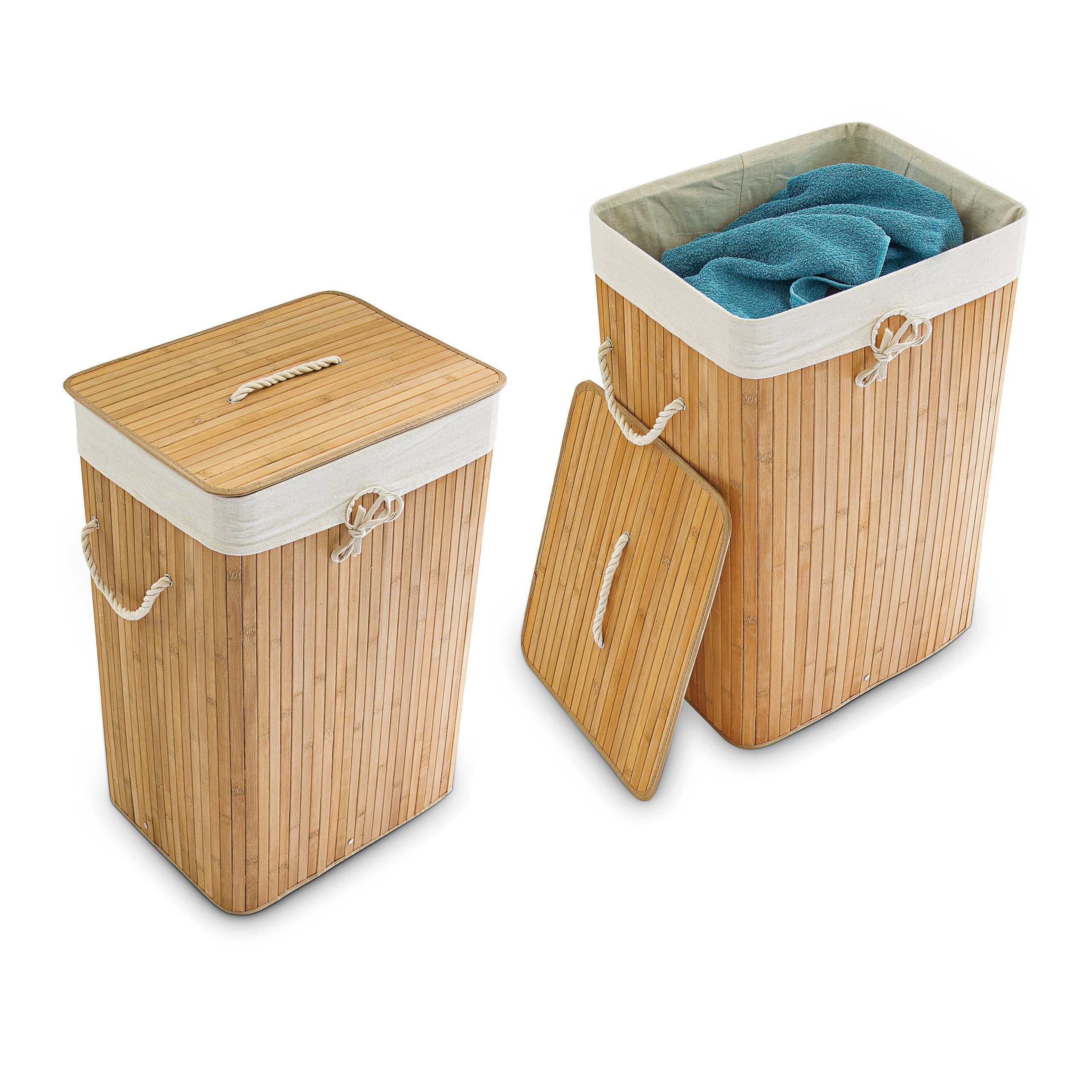 relaxdays Wäschekorb »2 x Wäschekorb Bambus eckig natur« online kaufen |  OTTO