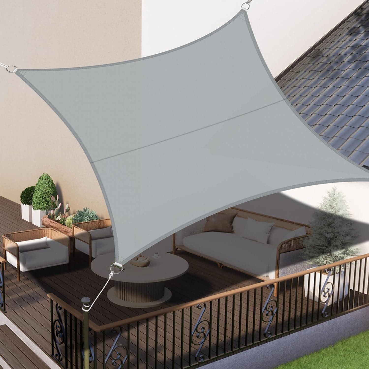 Sonnensegel Sonnensegel Wasserdicht Rechteckig 95Prozent UV 3x3m Hellgrau