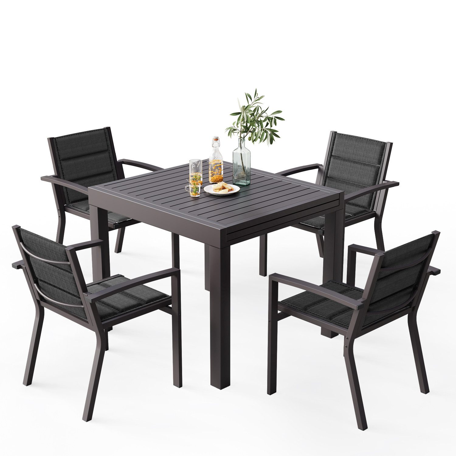 HOMALL Gartentisch 81.5*81.5/163*81.5CM Gartentisch 4/6 Gartenstühle günstig online kaufen