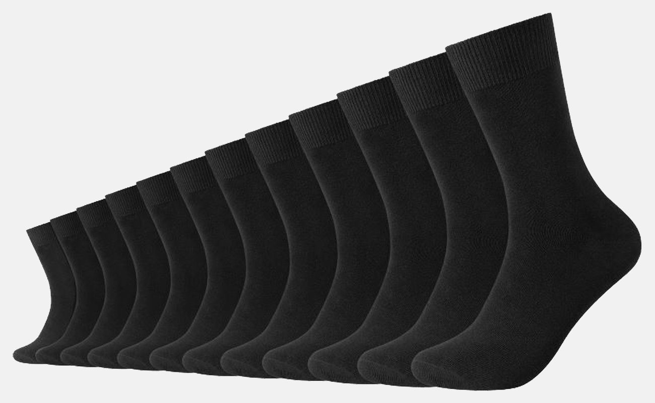 Camano Langsocken Unisex Socken Comfort pflegeleichter (9999) Baumwollmischung Crew Black Cotton aus Regularsocken (12-Paar)