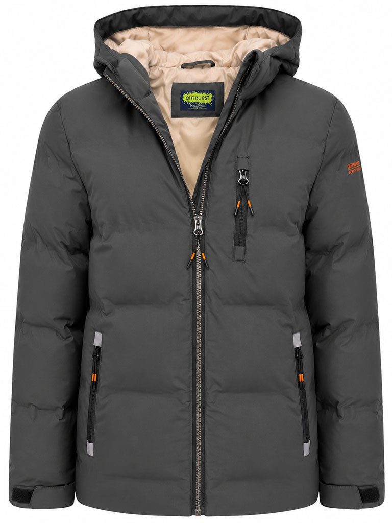 Outburst Steppjacke Unisex Kinder Steppjacke mit Kapuze - Gesteppte Outdoor-Jacke Down-Touch-Wattierung, Taftfutter, Angeschnittene Kapuze, Stehkragen