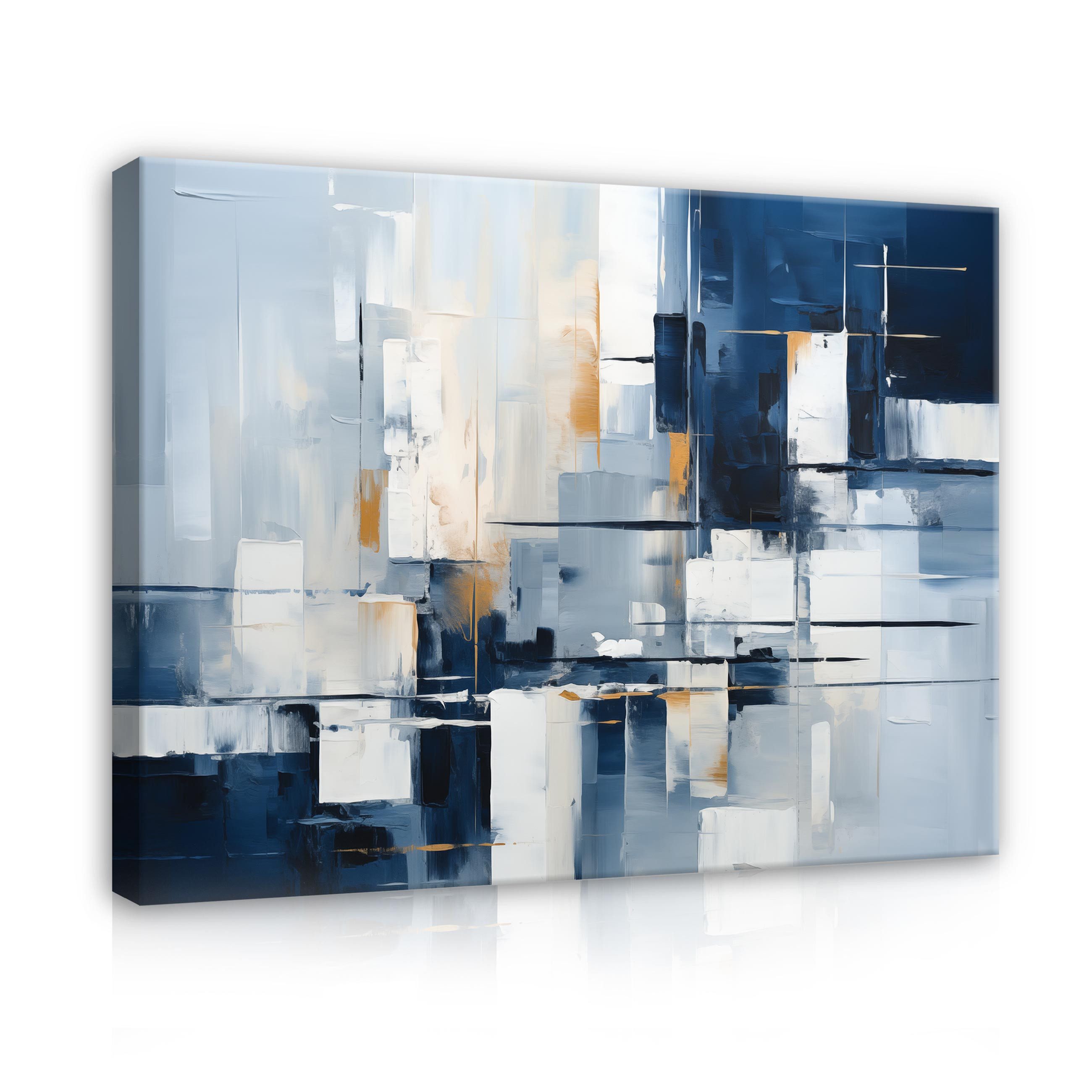 Wallarena Leinwandbild Abstrakt Blau Grau Loft Kunst Wandbilder XXL Wand De günstig online kaufen