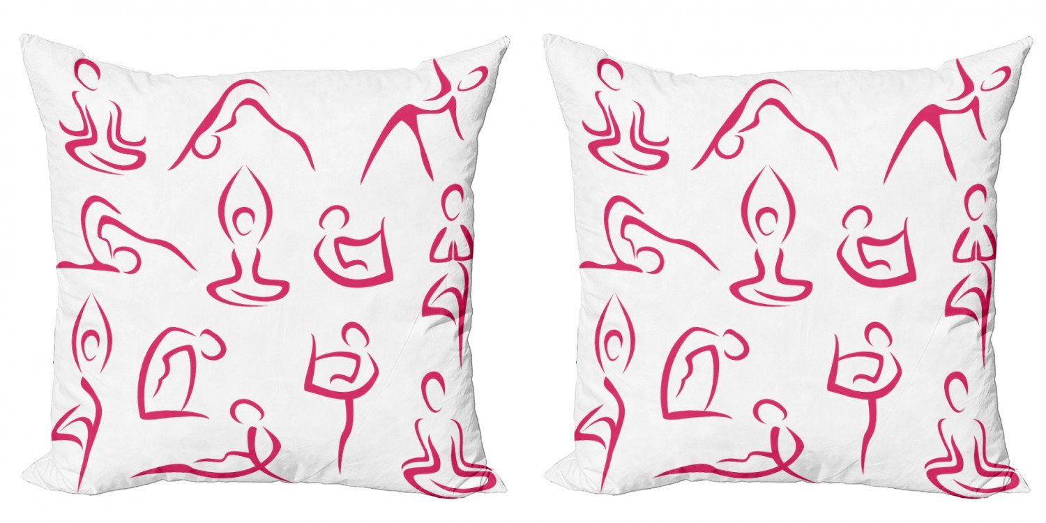 Kissenbezüge Modern Accent Doppelseitiger Digitaldruck, Abakuhaus (2 Stück), Yoga Doodle Frauen Übungen
