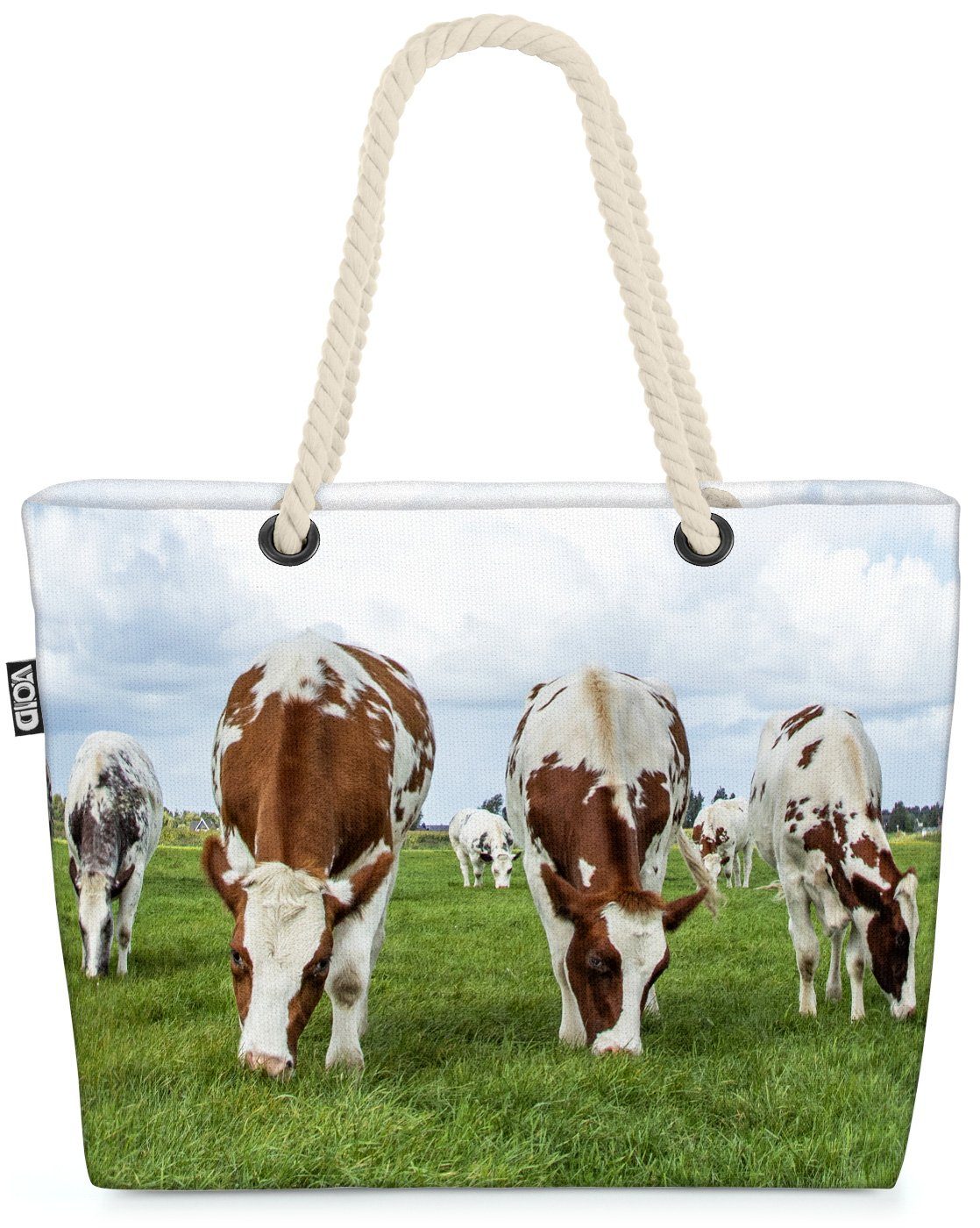 VOID Strandtasche (1-tlg), Kühe Weide Beach Bag Kuh Weide Kuhweide Tiere Bauernhof Urlaub Bayern Fell