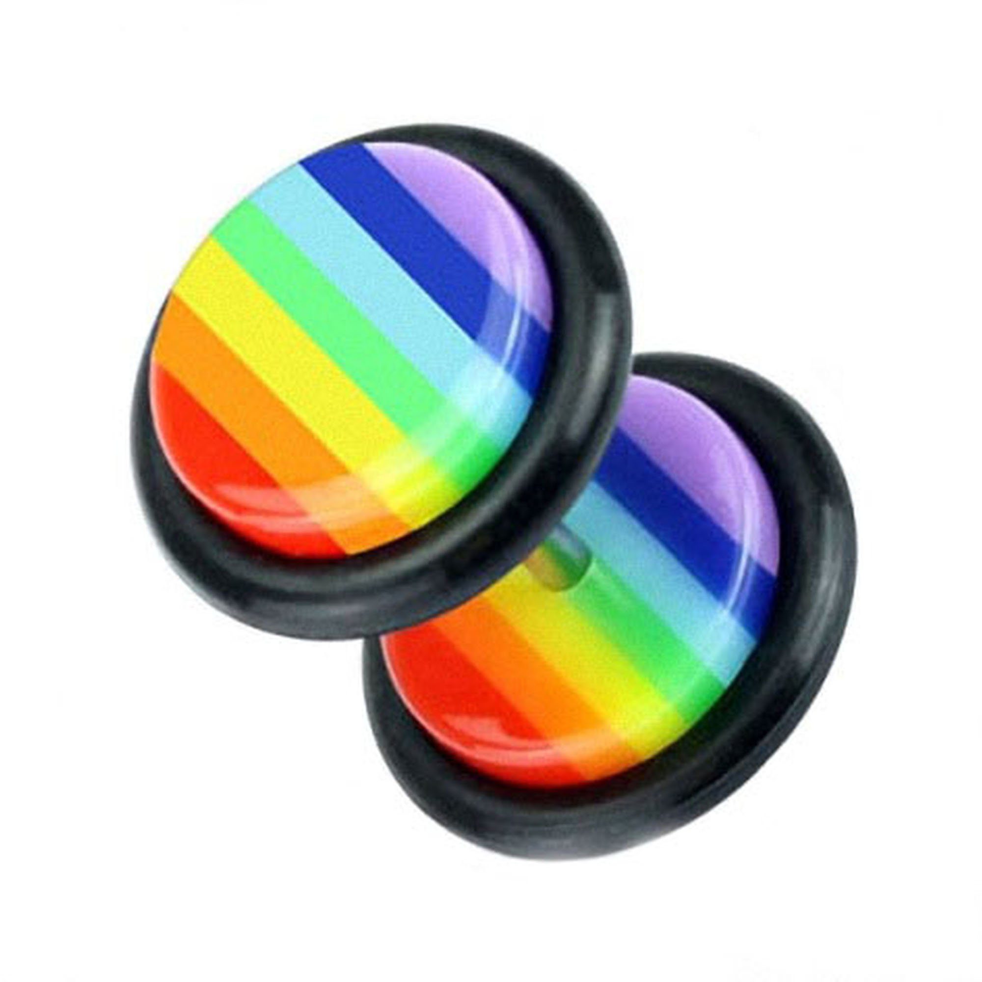 Taffstyle Piercing-Set Piercing Platte Stecker Regenbogen Rainbow Bunt, Piercing UV Ohrring Ohrstecker Fake Ohr Plug Flesh Tunnel Ohrpiercing