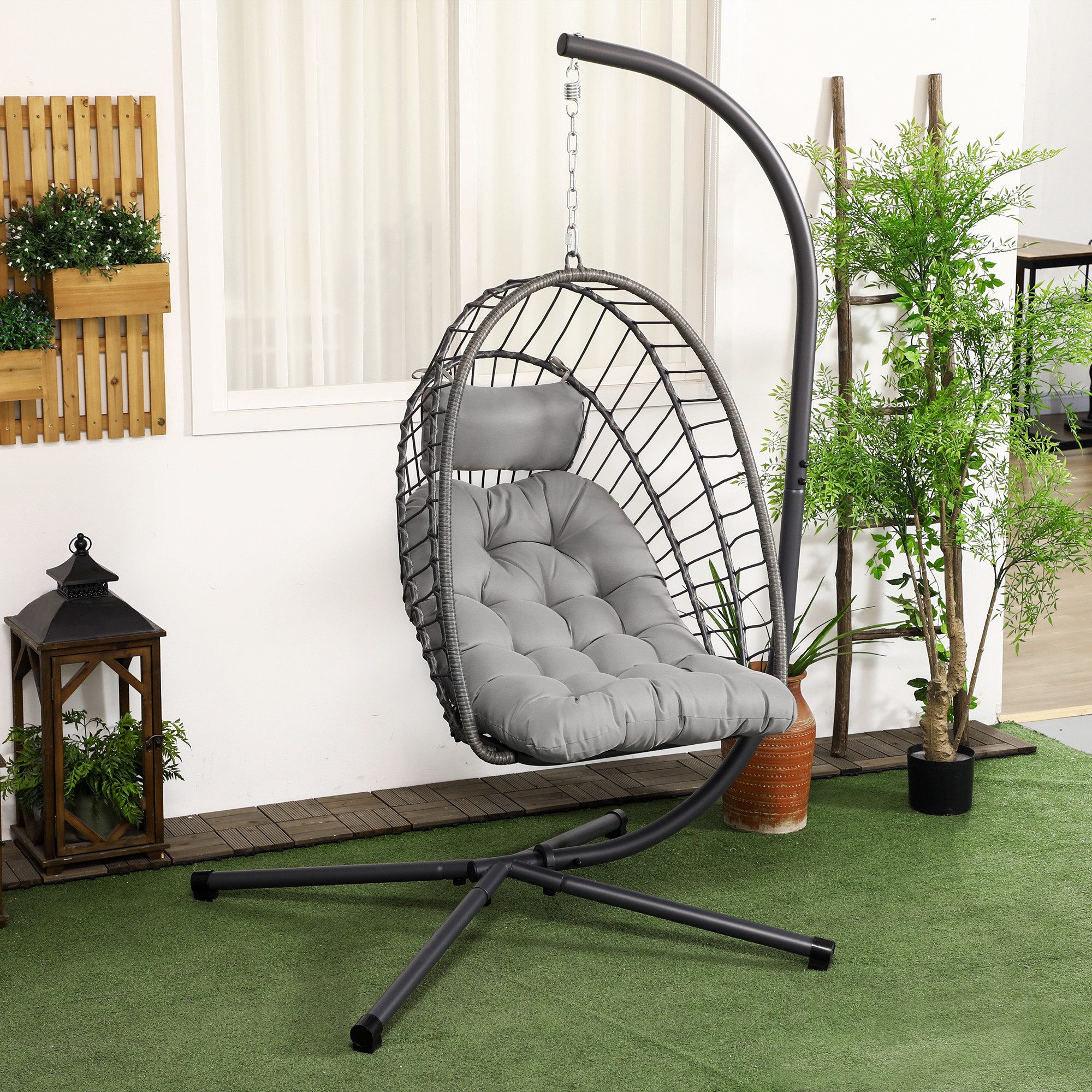 Outsunny Schaukelstuhl Hängesessel Höhe 194 cm günstig online kaufen