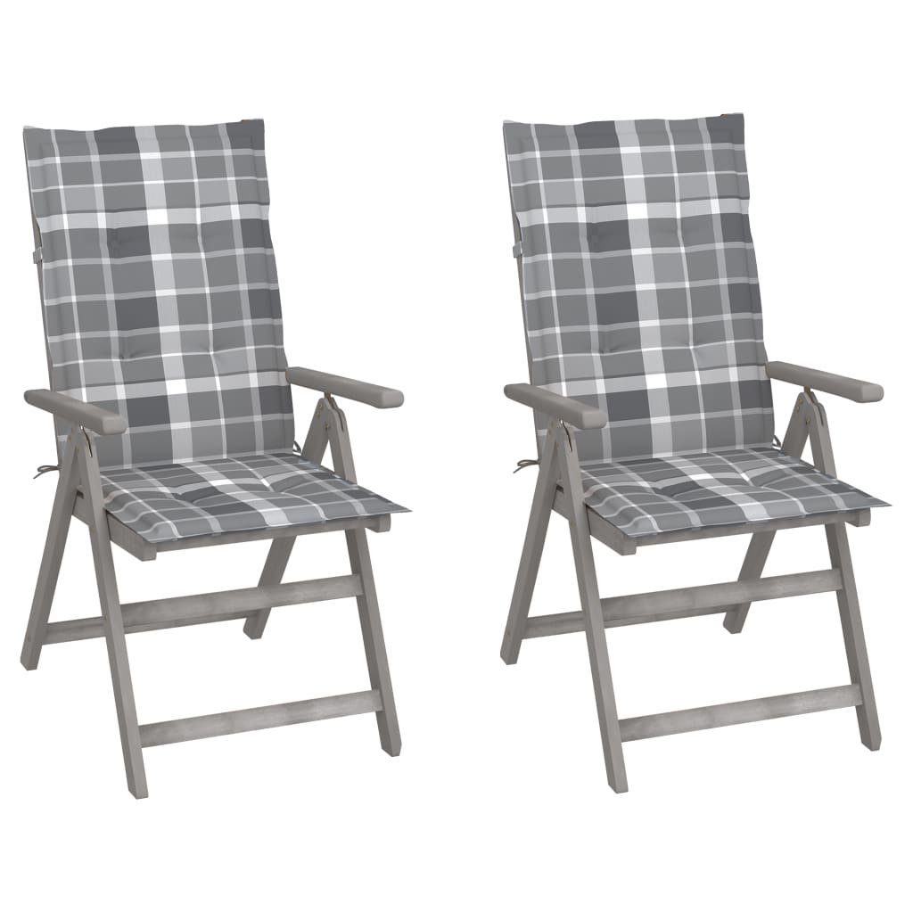 Stk. Gartenstühle Massivholz Verstellbare mit 2 (2 vidaXL St) Akazie Gartenstuhl Auflagen