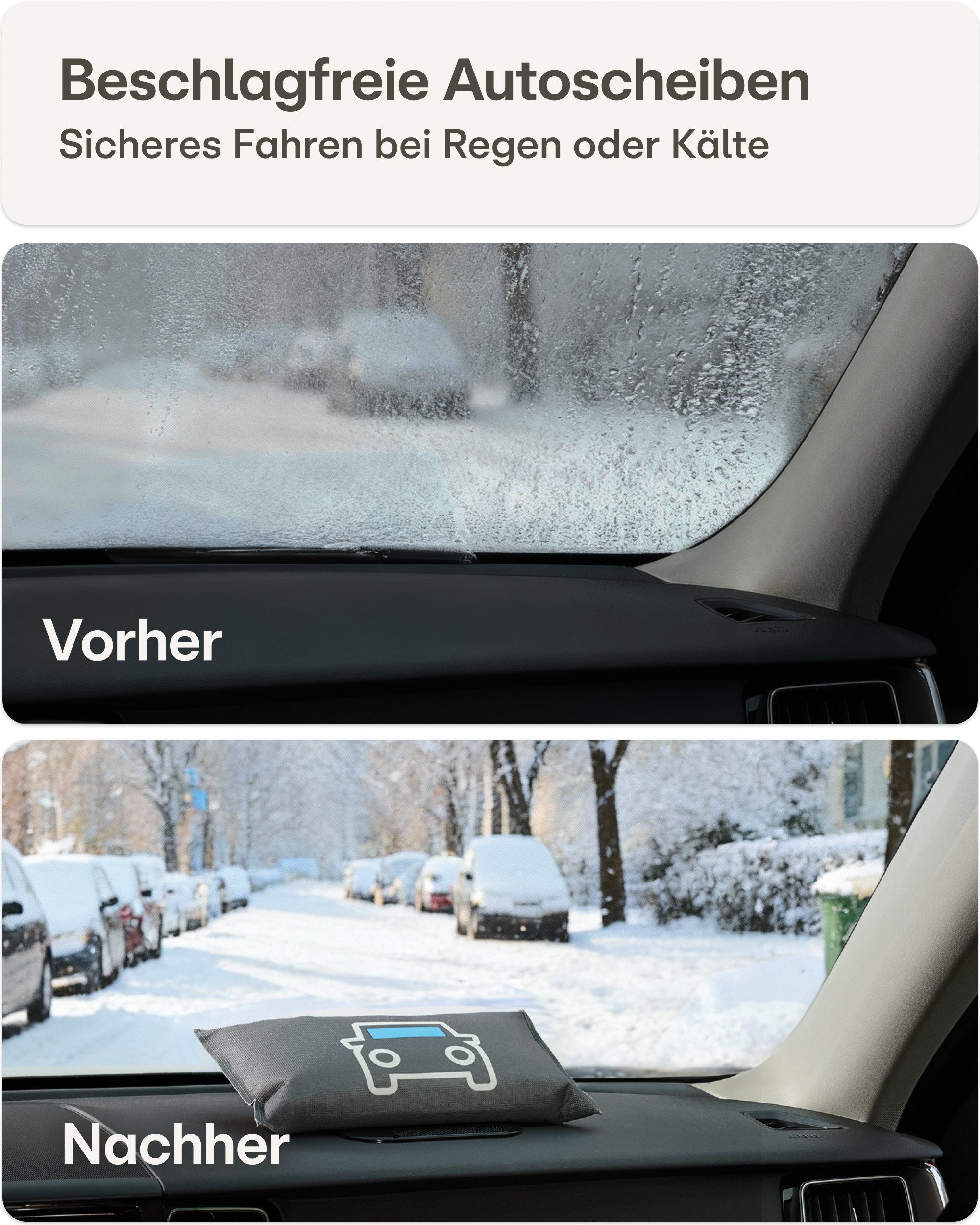 Praknu Luftentfeuchter Luftentfeuchter Auto – Wiederverwendbarer Feuchtigkeitskissen, Mit Sättigungsanzeiger & Anti-Rutsch Pad – Auto Zubehör Innenraum