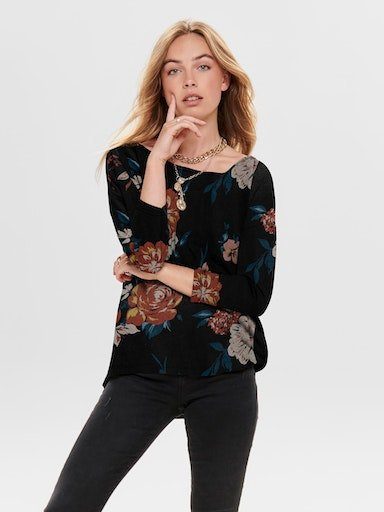 ONLY 3/4-Arm-Shirt ONLELCOS 4/5 AOP TOP JRS Black AOP:SMILLA FLOWER | 