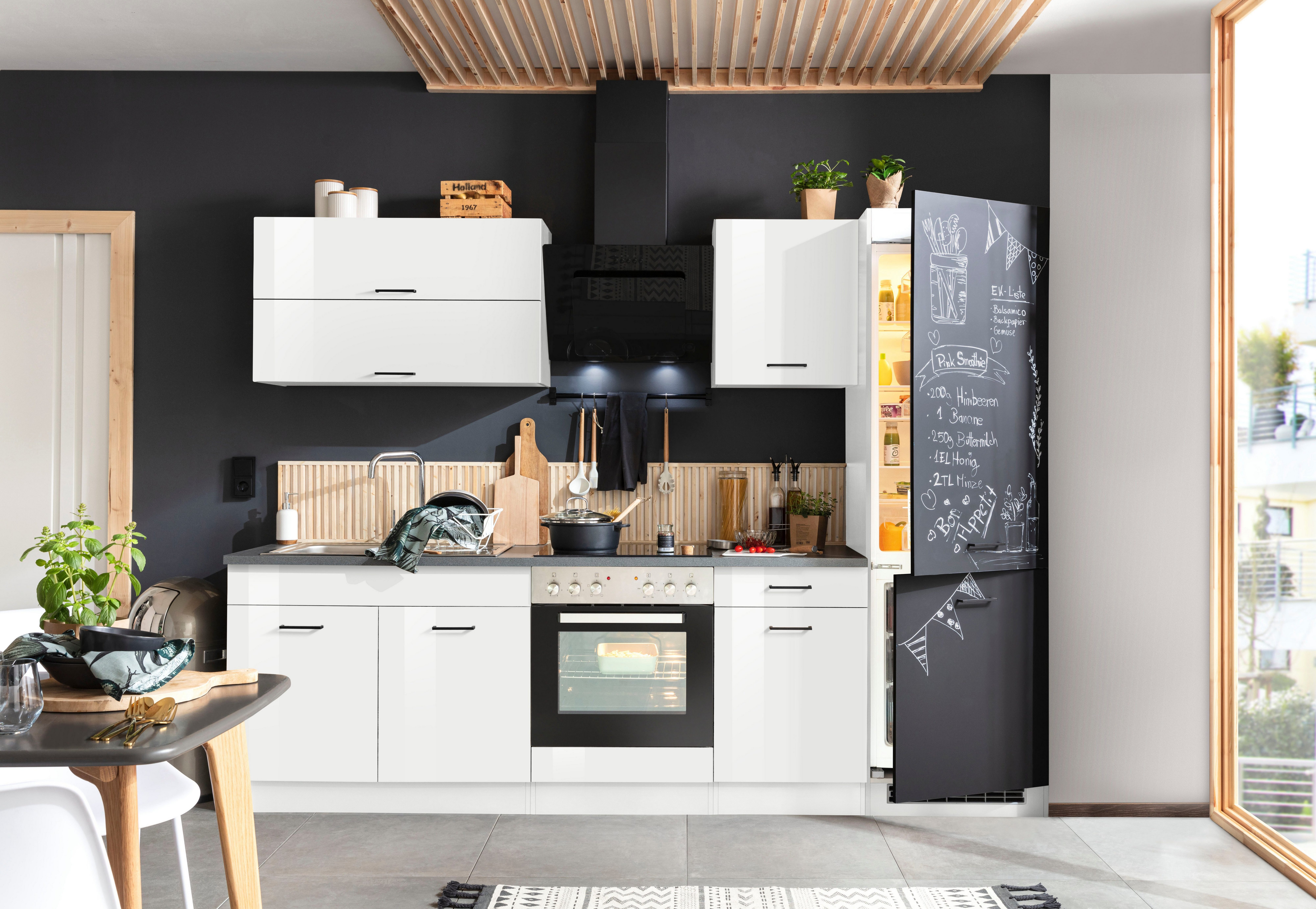 HELD MÖBEL Küchenzeile E-Geräten, Trier, mit verarbeiteten Mit hochwertig cm, 270 MDF-Fronten Breite