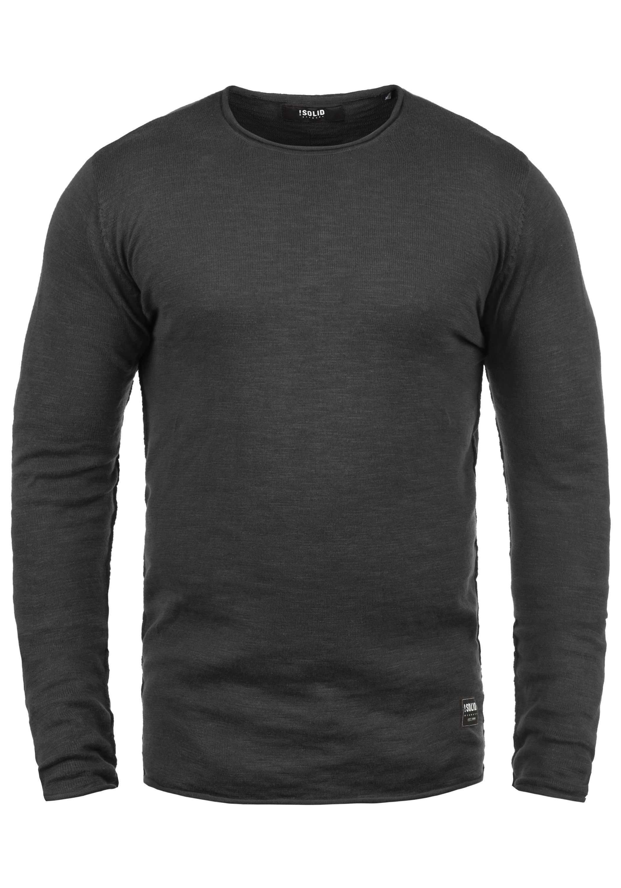 !Solid Rundhalspullover SDKrimmich Strickpullover mit aufgerollten Abschlüssen