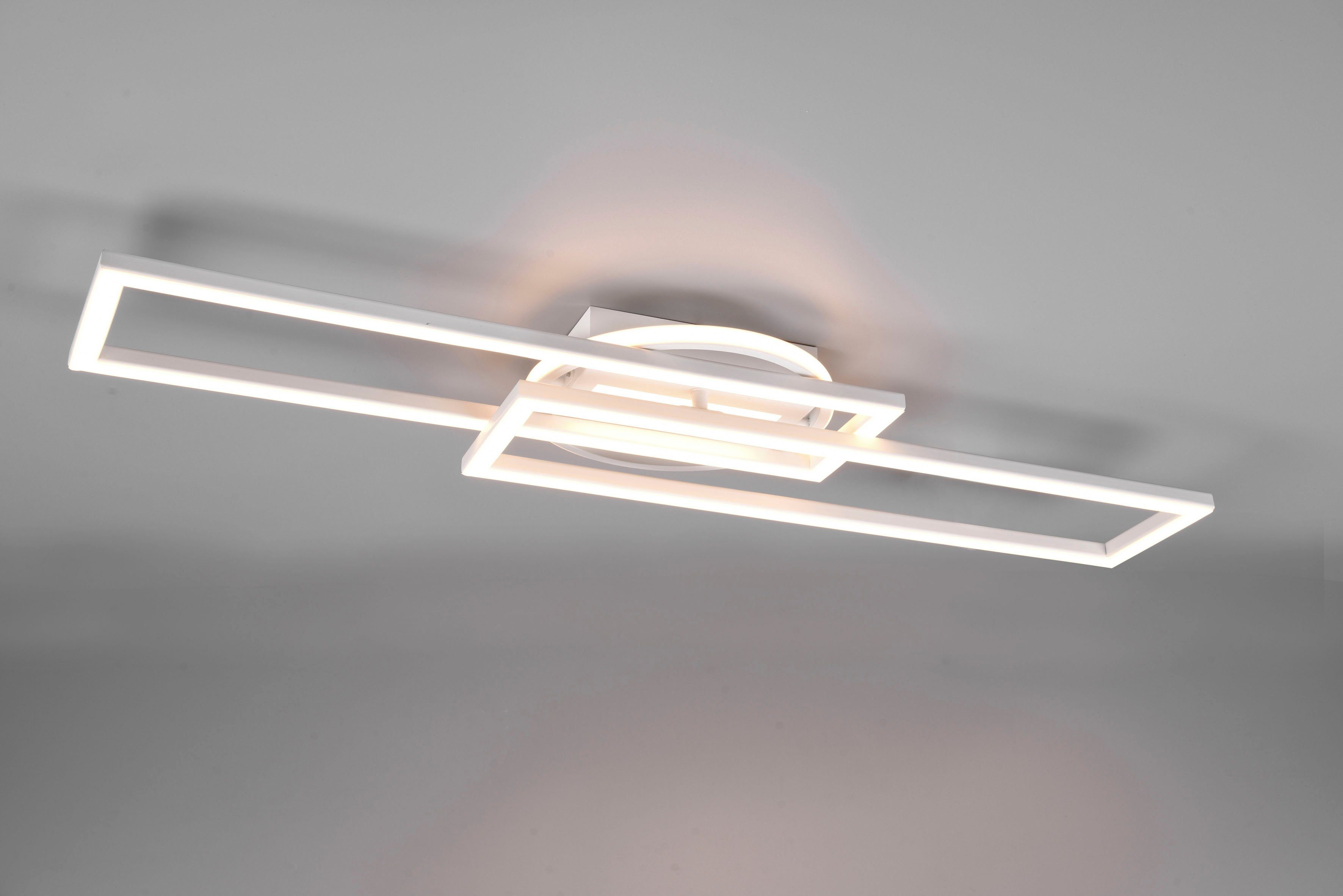 TRIO Leuchten LED Deckenleuchte fest integriert, über CCT - kaltweiß, warmweiß Lumen - Twister, Lichtfarbe matt 4500 Deckenlampe weiß Dimmfunktion, LED Farbwechsel, einstellbar Fernbedienung Memory Fernbedienung
