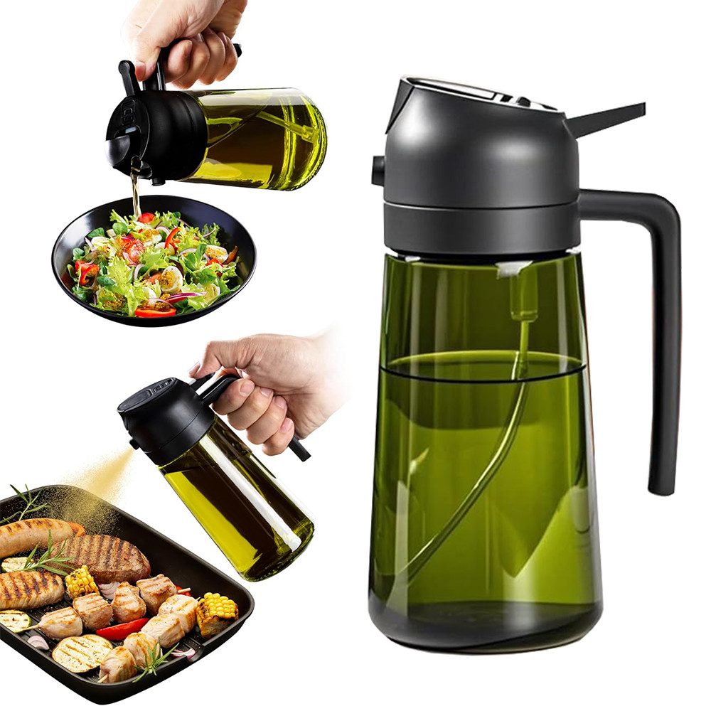 Ölspender 2 In 1 Ölsprüher für Speiseöl, 470 ML UV-Schutz Glas Öl Sprühflasche