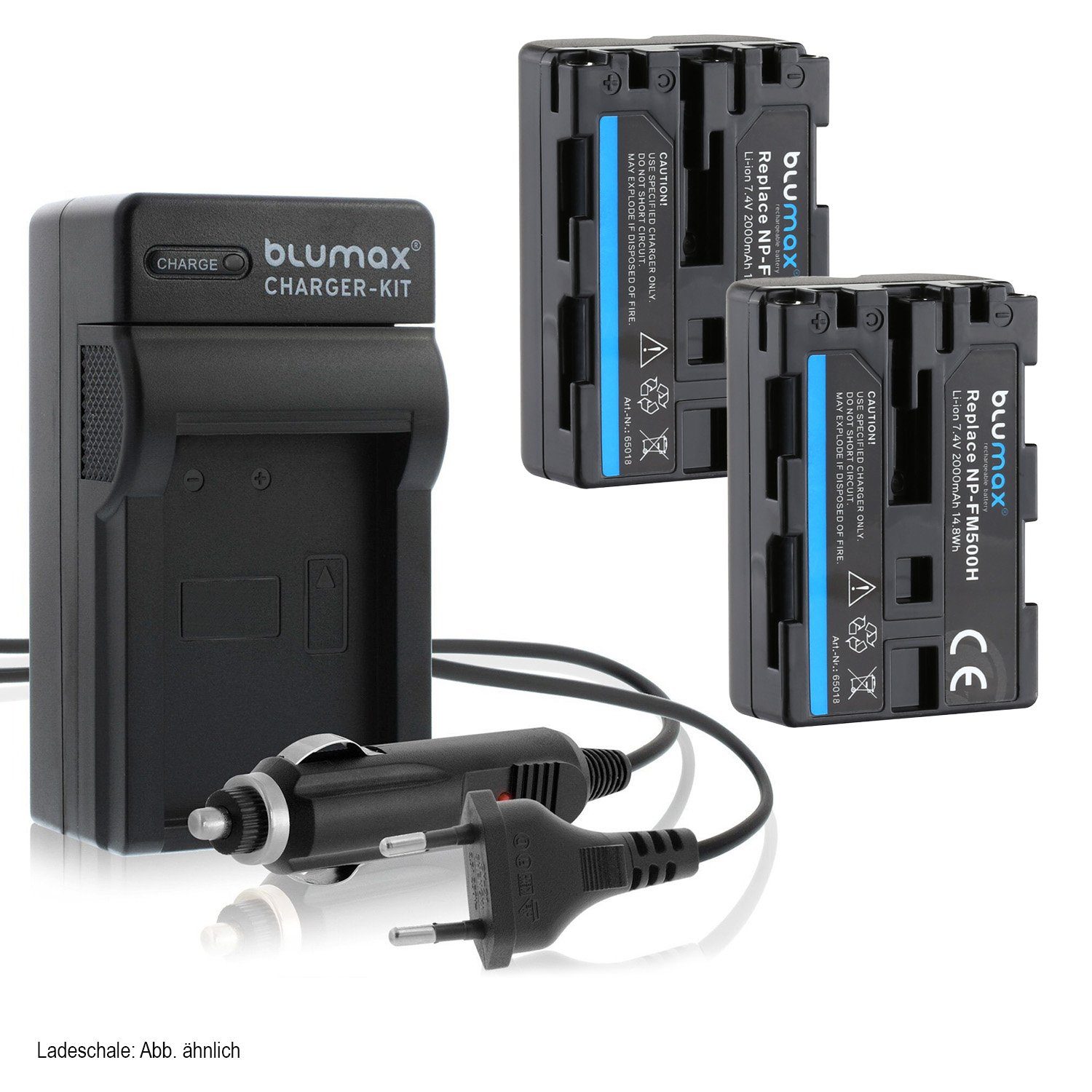 Blumax Set mit Lader für Sony FM500H DSLR-Alpha 2000 mAh Kamera-Akku