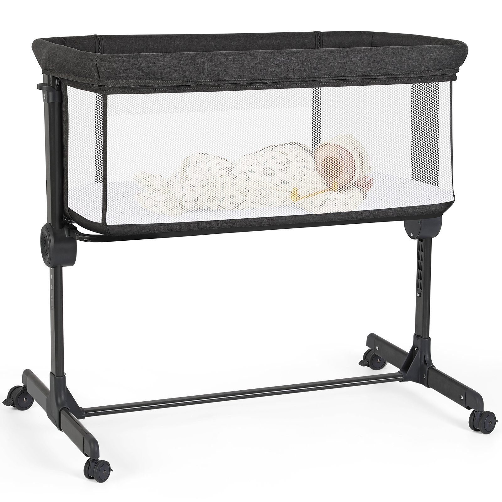 Onasti Beistellbett 2-in-1 höhenverstellbares Babybett mit Matratze