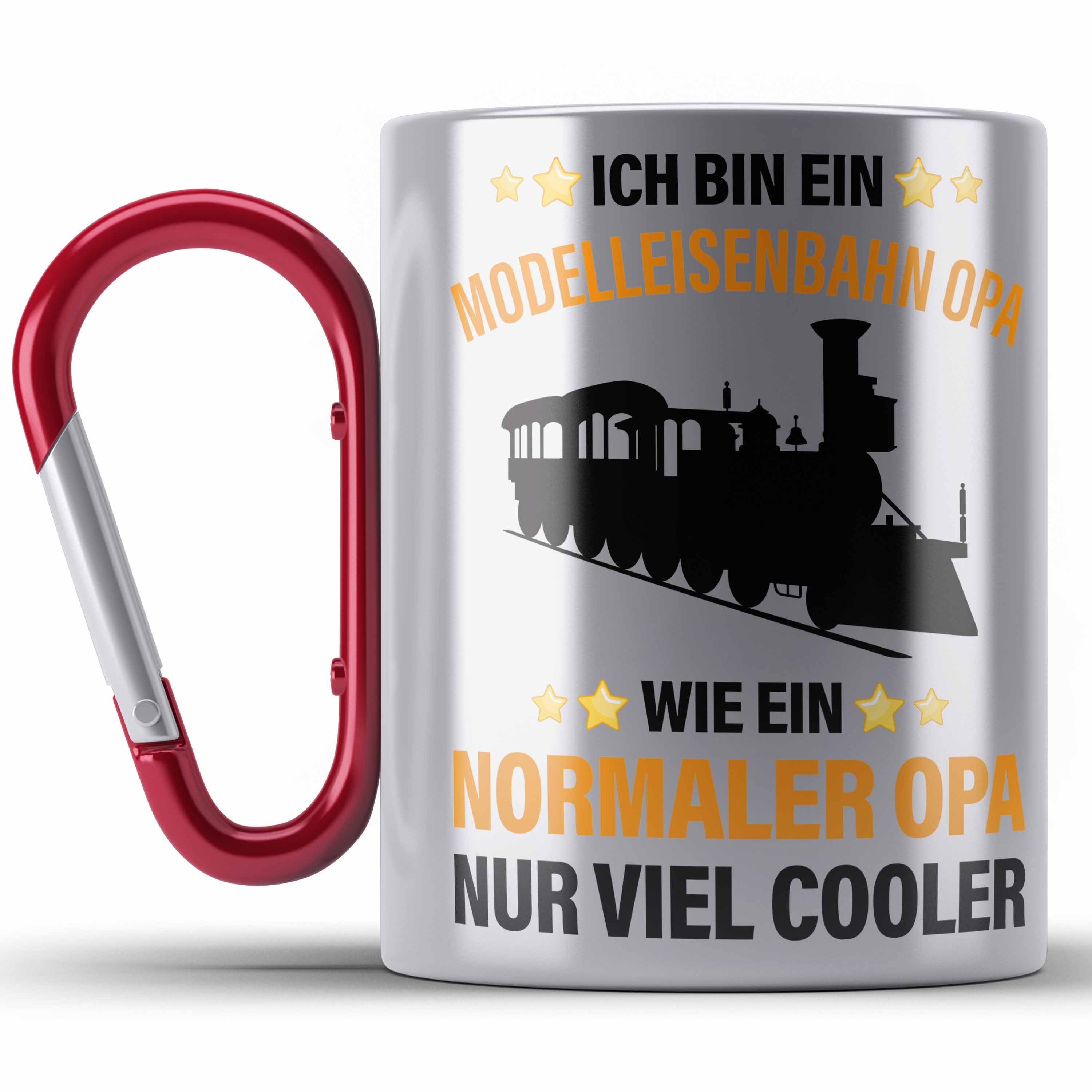 Trendation Thermotasse Modeleisenbahn Rot Edelstahl Tasse Geschenkid Geschenk Opa Geschenk Spruch