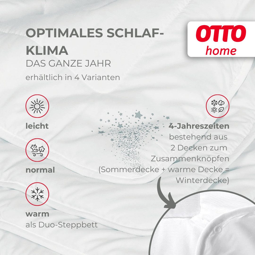 OTTO home Microfaserbettdecke Baca, Bettdecke 135x200 cm, 155x220 cm und weitere Größen, Füllung: aus hochwertiger 6D-Hohlfaser, Bezug: Polyester, Bettdecken, Sommer, Winter, 4-Jahreszeiten, Decke