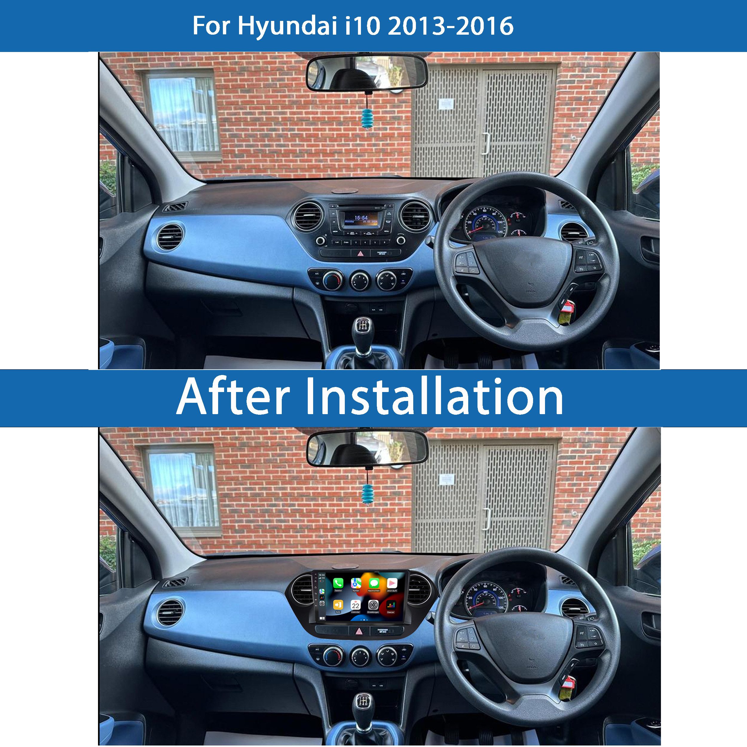 TAFFIO Für Hyundai i10 9" RHD Touchscreen Android Autoradio GPS Navi CarPlay Einbau-Navigationsgerät
