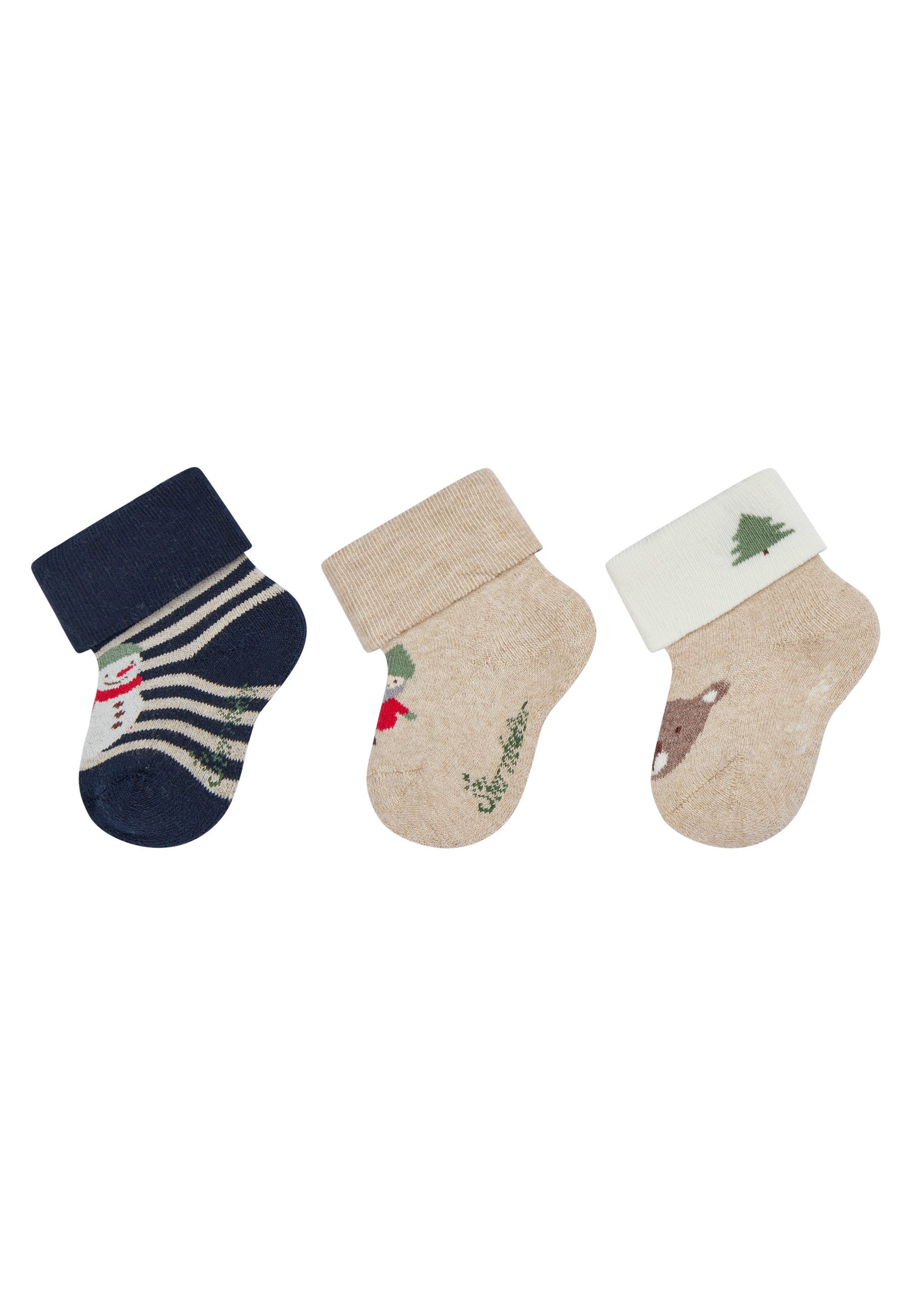 Sterntaler® Basicsocken Baby Socken 3er-Pack Schneemann (3-Paar, 3er-Pack)