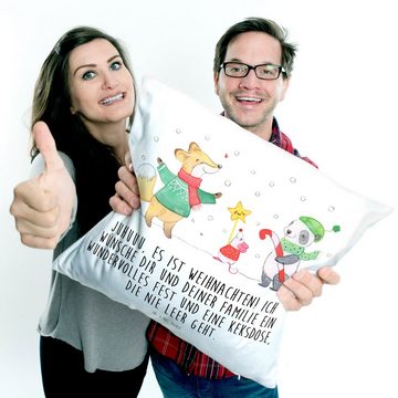 Mr. & Mrs. Panda Dekokissen Winter Weihnachtsfreude - Weiß - Geschenk, Dekokissen, Weihnachtsdeko, Einzigartige Designs