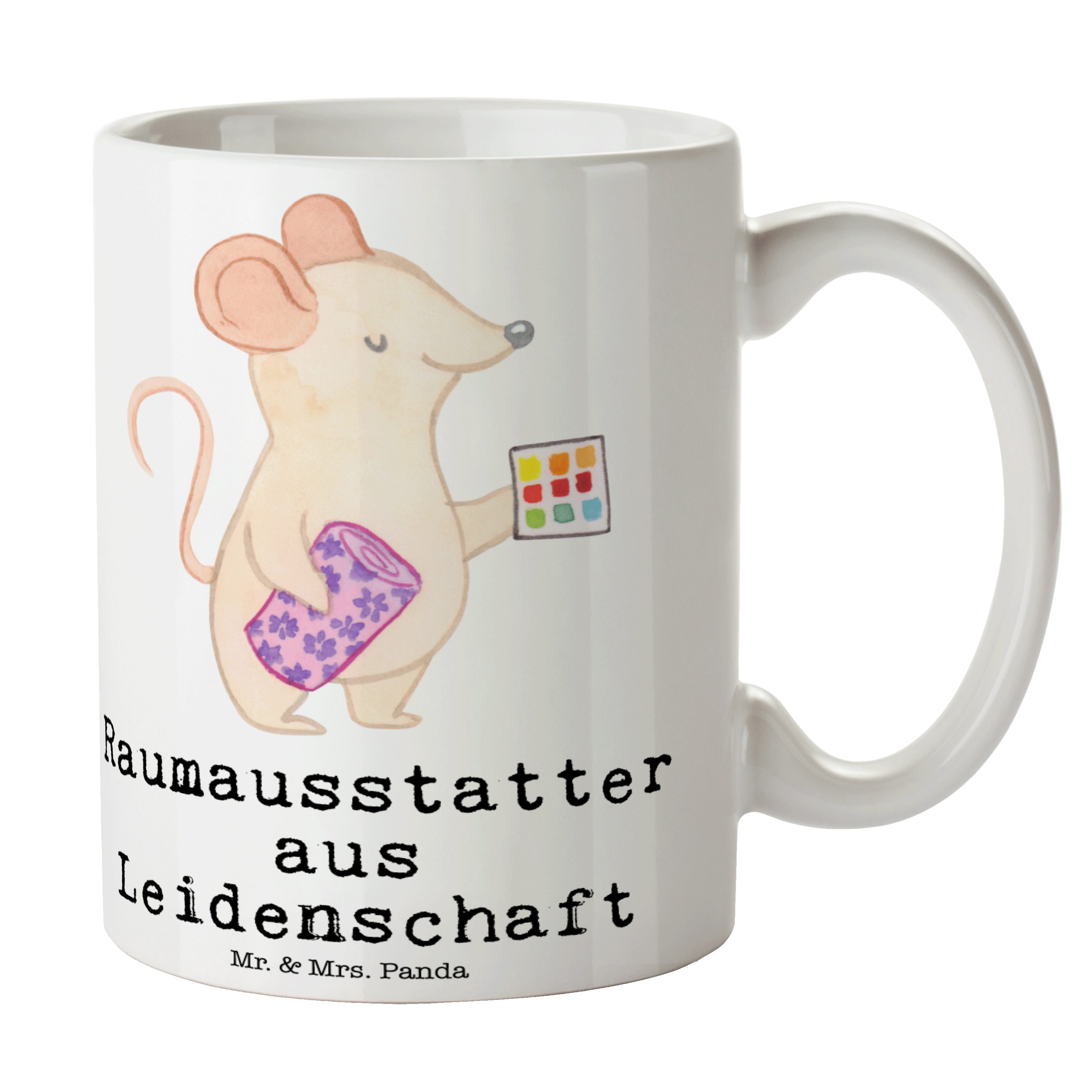 Mr. & Mrs. Panda Tasse Raumausstatter aus Leidenschaft - Weiß - Geschenk, Teebecher, Tasse, Keramik | Tassen