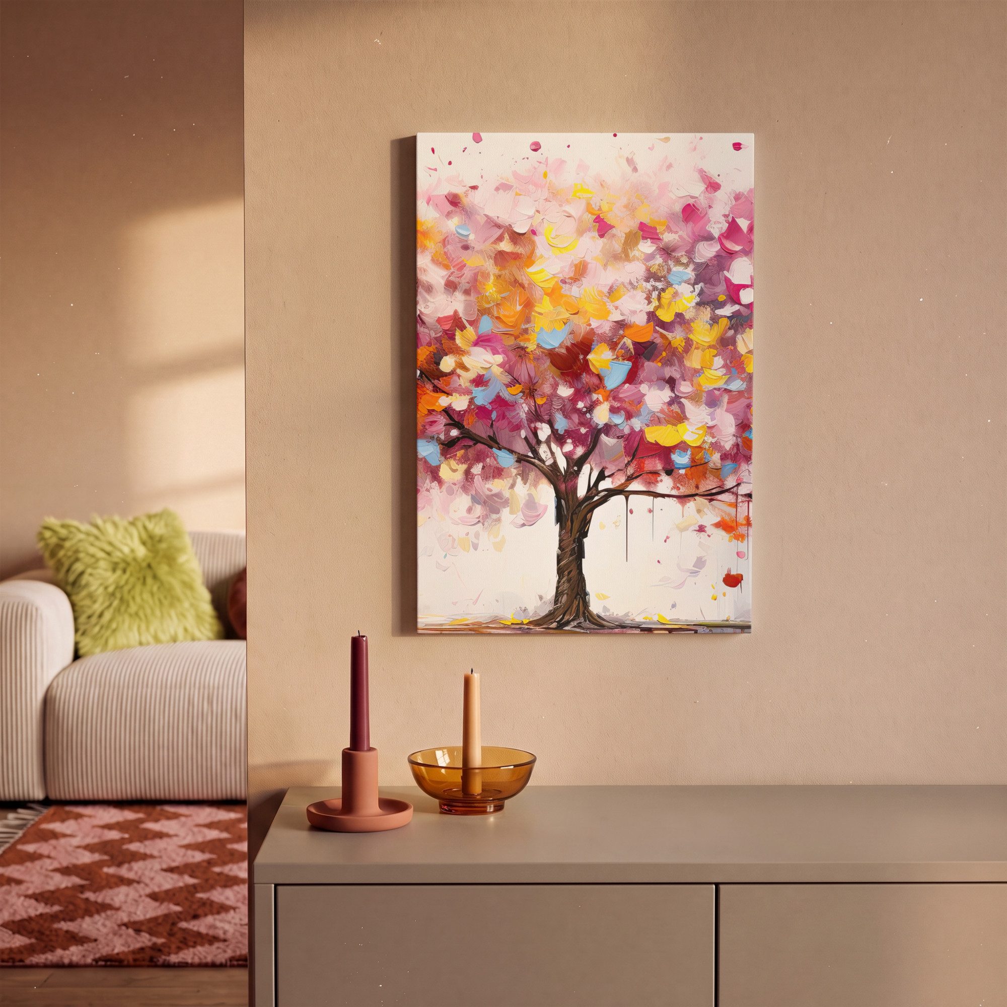 OneMillionCanvasses® Leinwandbild Aquarell - Baum - Kunst - Abstrakt, Fotodruck (1 St), Leinwand Canvas Wandbild, Wanddekoration 20x30 cm – Bild 2 von 5