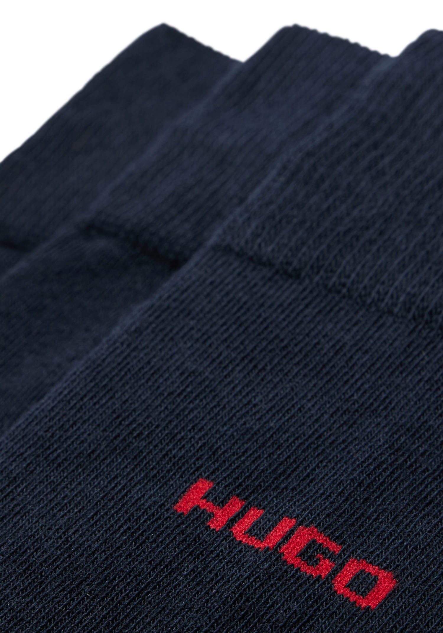 UNI kontrastfarbenen Pack) mit 3er Logo-Schriftzug Dark CC HUGO Businesssocken Blue 3P RS BOSS 3-Paar, (Packung,