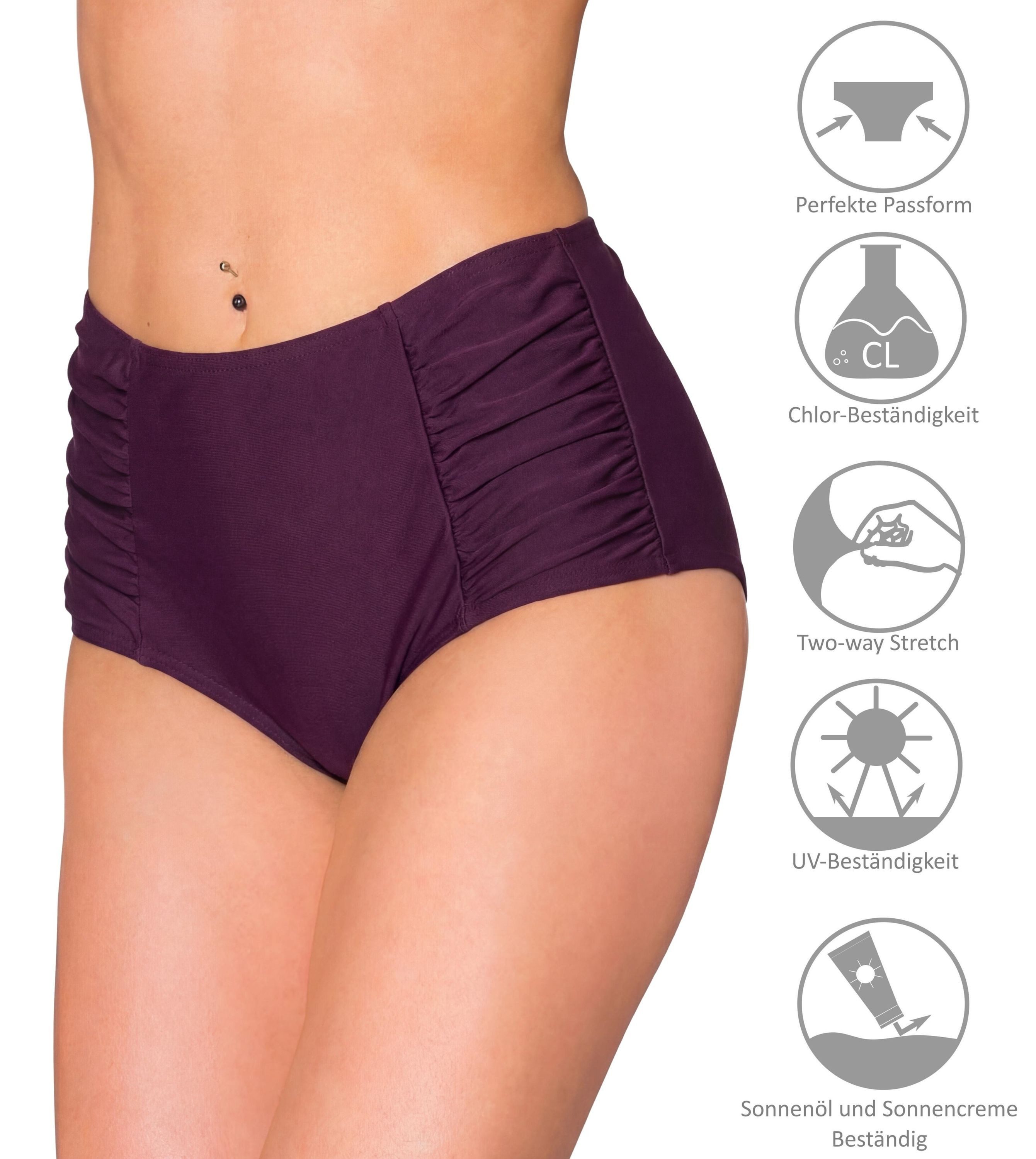 Aquarti Bikini-Hose Aquarti Damen Bikinihose mit Hoher Taille und Raffung – Bild 5 von 5