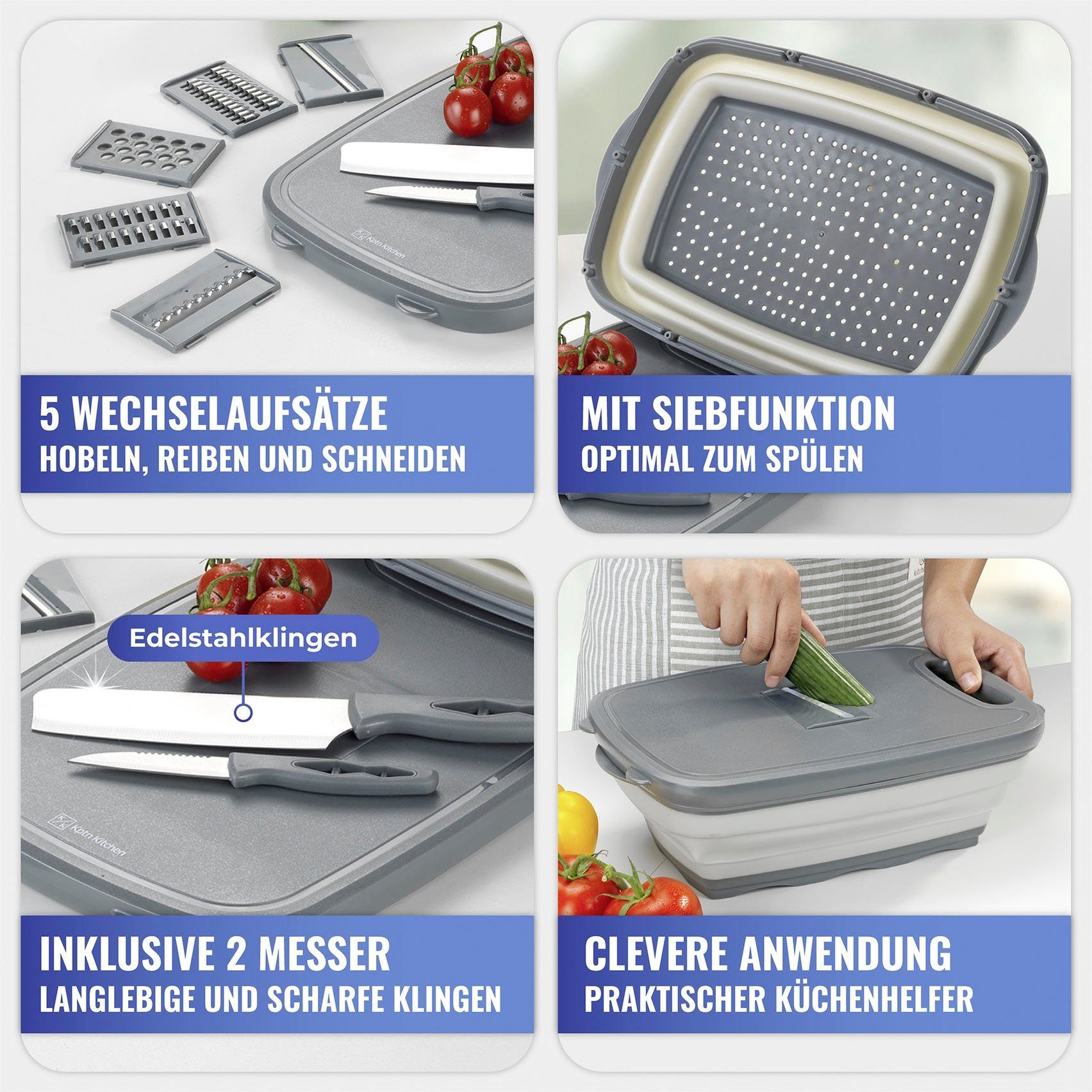 praktischer Maximex Küchenhelfer 10-in-1, Kunststoff, Funktionen Schneidebrett 10 mit