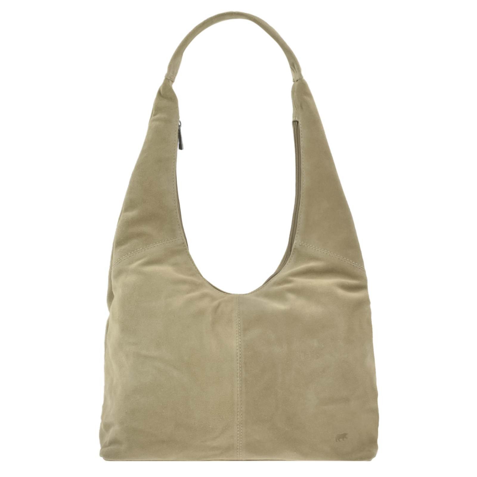 Bear Design Umhängetasche Pauline Velourleder Damen Beuteltasche Suede biscuit, Samtiges Velourleder, breiter Tragegurt & durchdachte Innenfächer