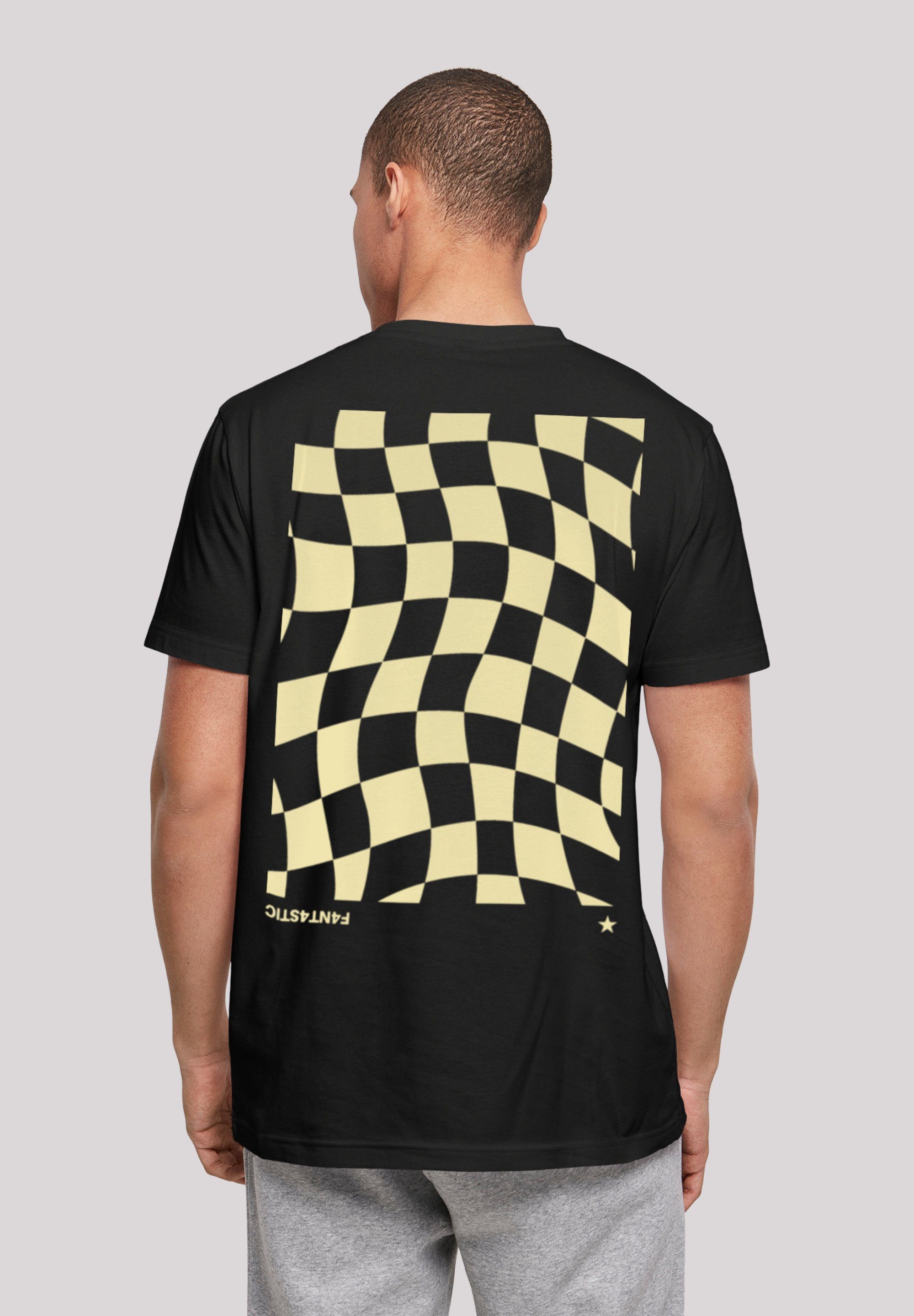 F4NT4STIC T-Shirt Wavy Schach Muster Print schwarz
