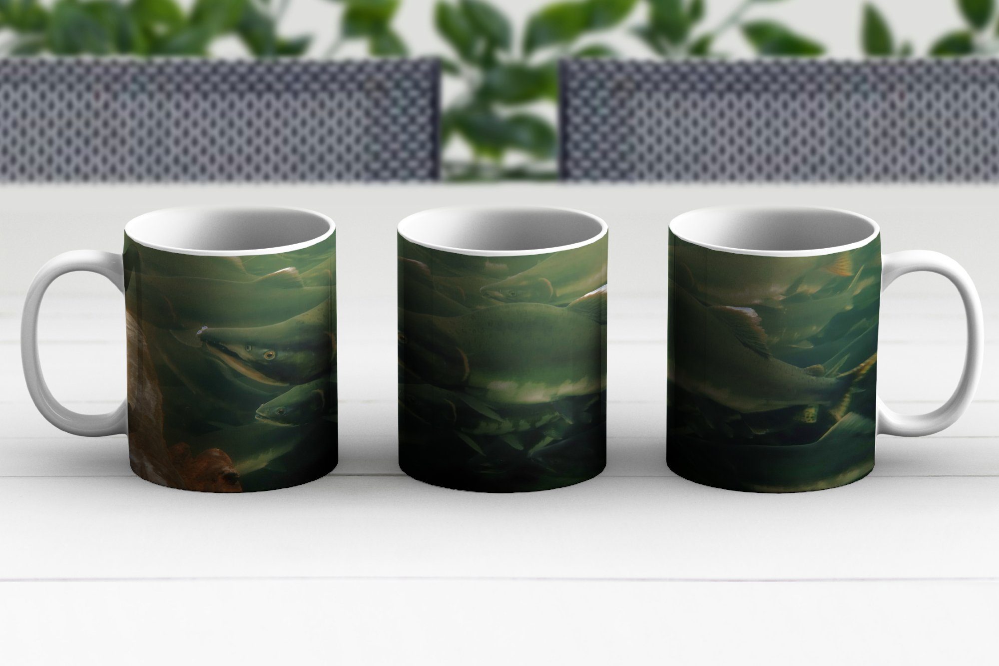 Teetasse, MuchoWow - Teetasse, Geschenk Grau, Fluss - Becher, Kaffeetassen, Keramik, Tasse Fisch