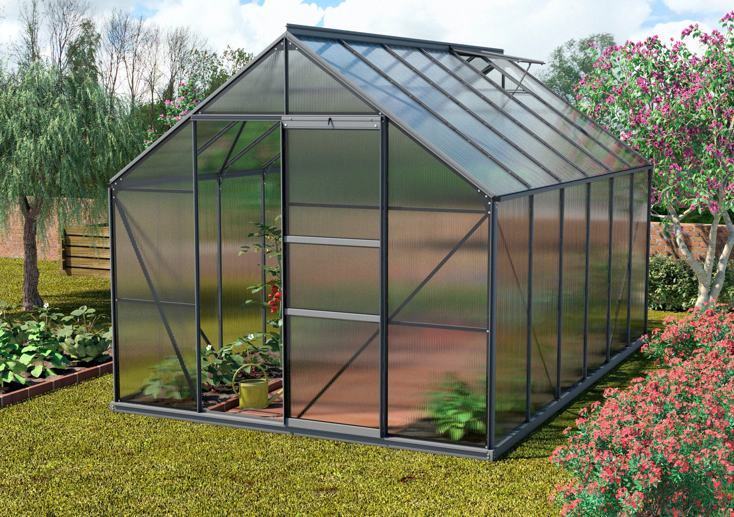 Vitavia Gewächshaus Merkur 9900, BxTxH: 254 x 379 x 230 cm, 6 mm Wandstärke grau