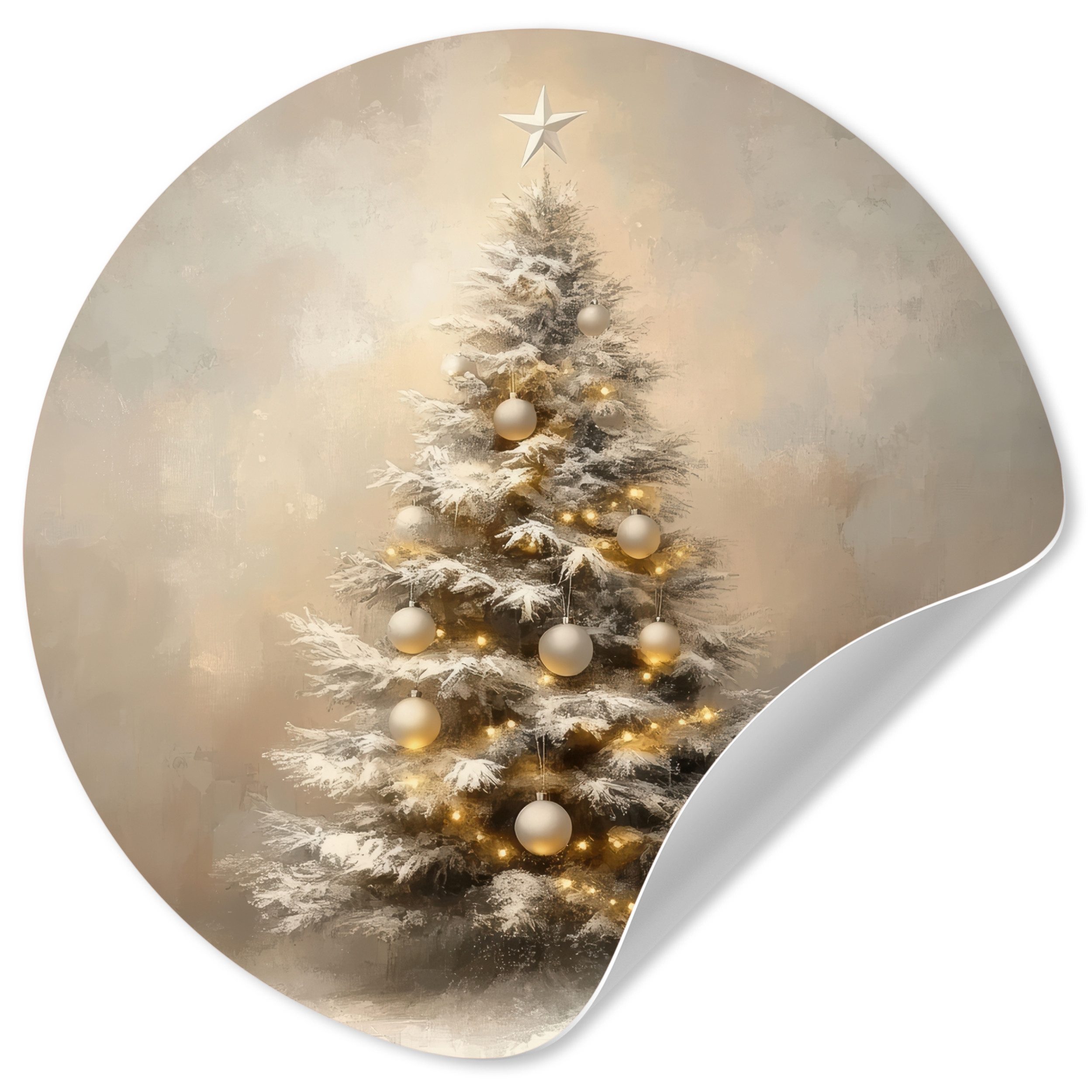 MuchoWow Wandsticker Weihnachten - Weihnachtsbaum - Schnee - Kunst (1 St), Wandtattoo Selbstklebend, Wohnzimmer Deko Aufkleber, 30x30 cm
