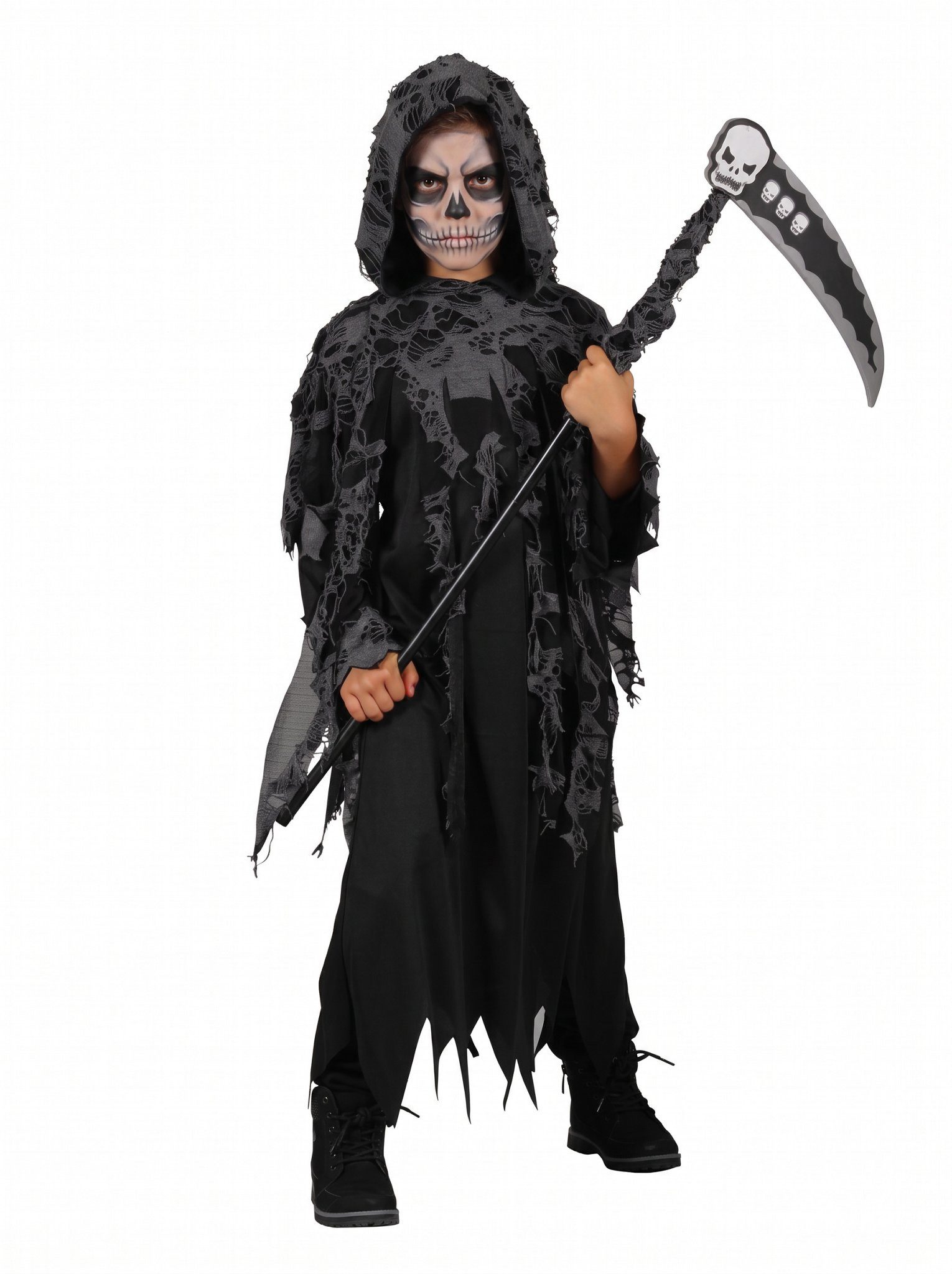 thetru Teufel-Kostüm Sensenmann - Skelett Halloween Kostüm Kinder, Mit diesem Kostüm macht Dein Kind einen guten Schnitt!