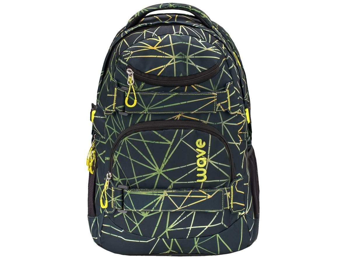 Wave Schulrucksack Jungen Stripes 5. Mädchen für 3tlg. Teenager ab und Infinity, Schultasche, Set, Klasse, Green