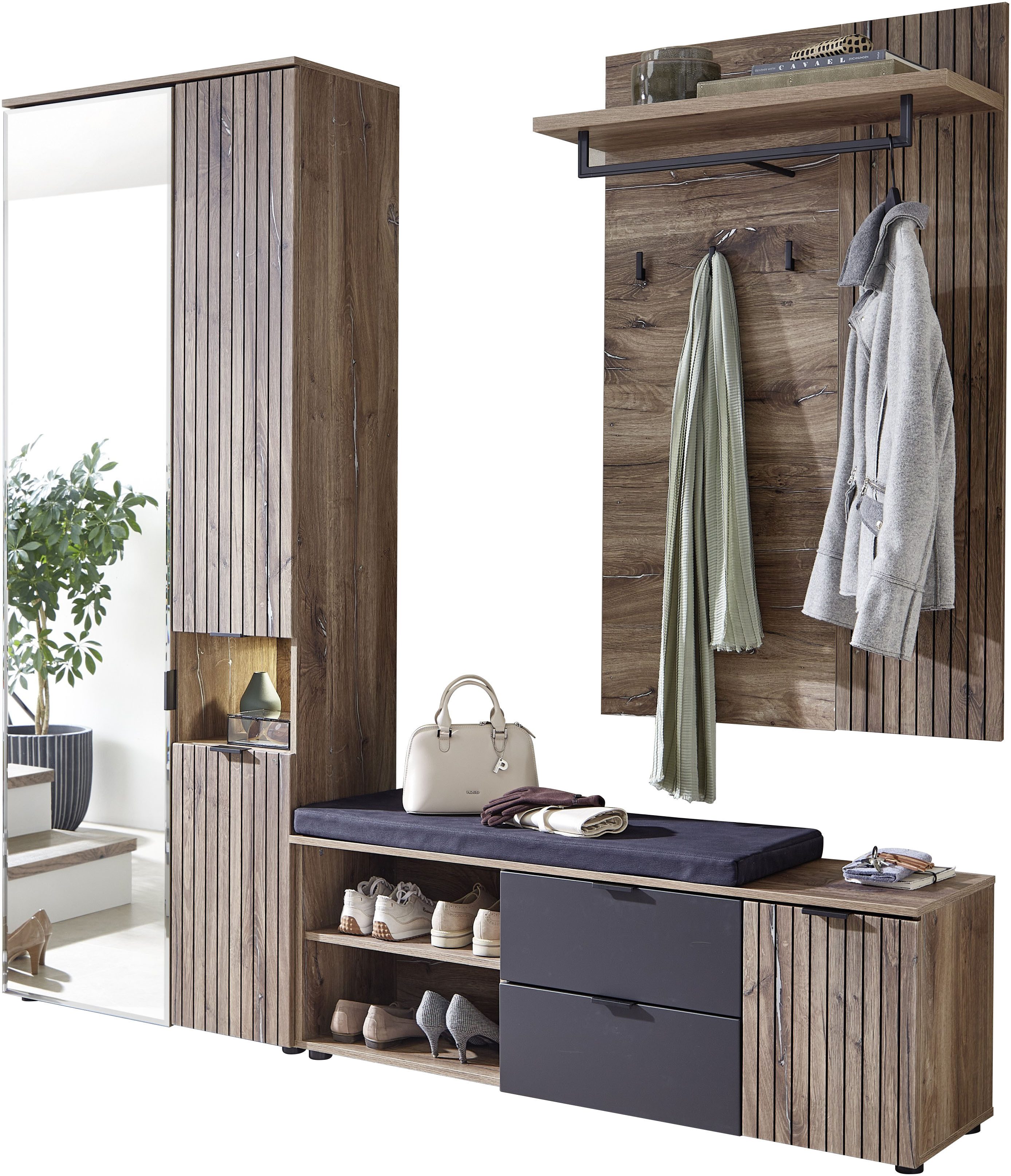 Innostyle Garderoben-Set LINEA Garderoben Set,besteht aus 3 Typen, 216x204x38cm (B/H/T), (3-St)