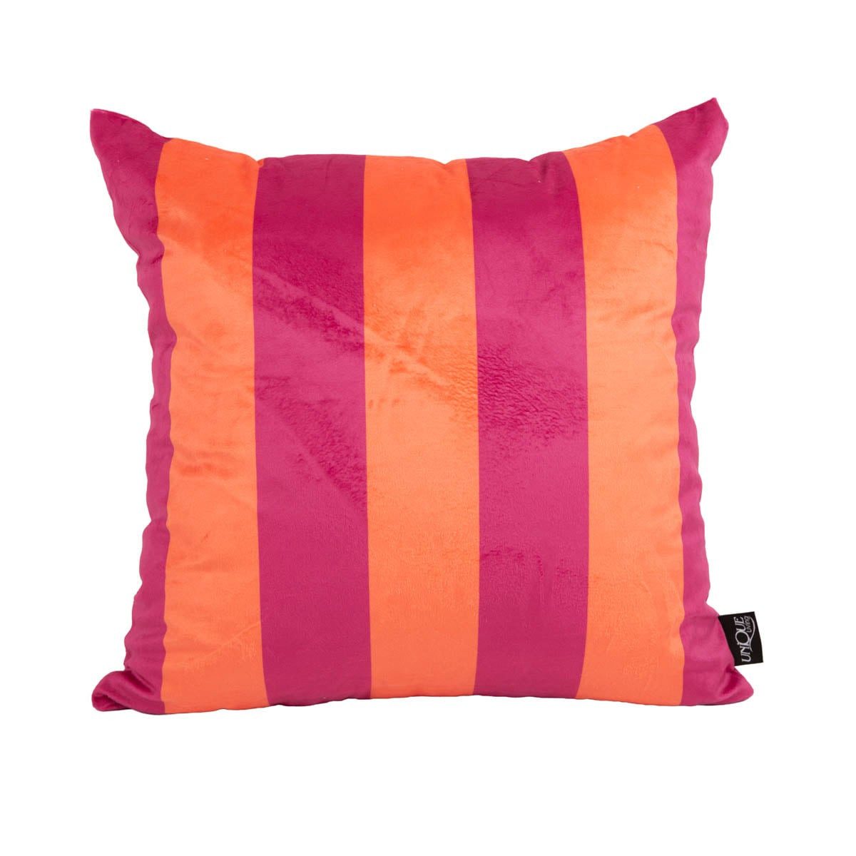 SCHÖNER LEBEN. Dekokissen Samtkissen Kissenhülle Streifen Orange Pink 45x45 cm