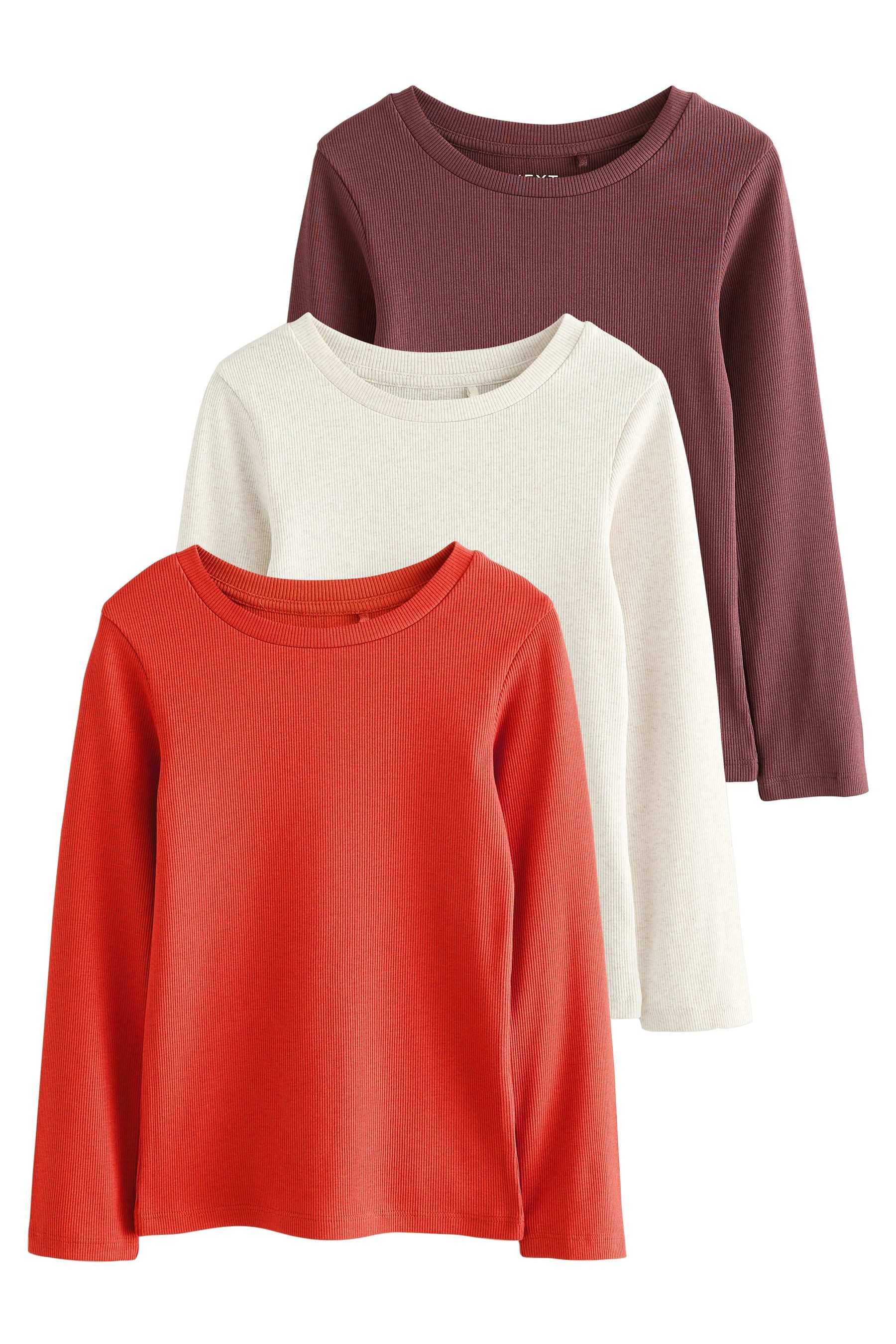 Langarmshirt 3er-Pack gerippte Langarmoberteile