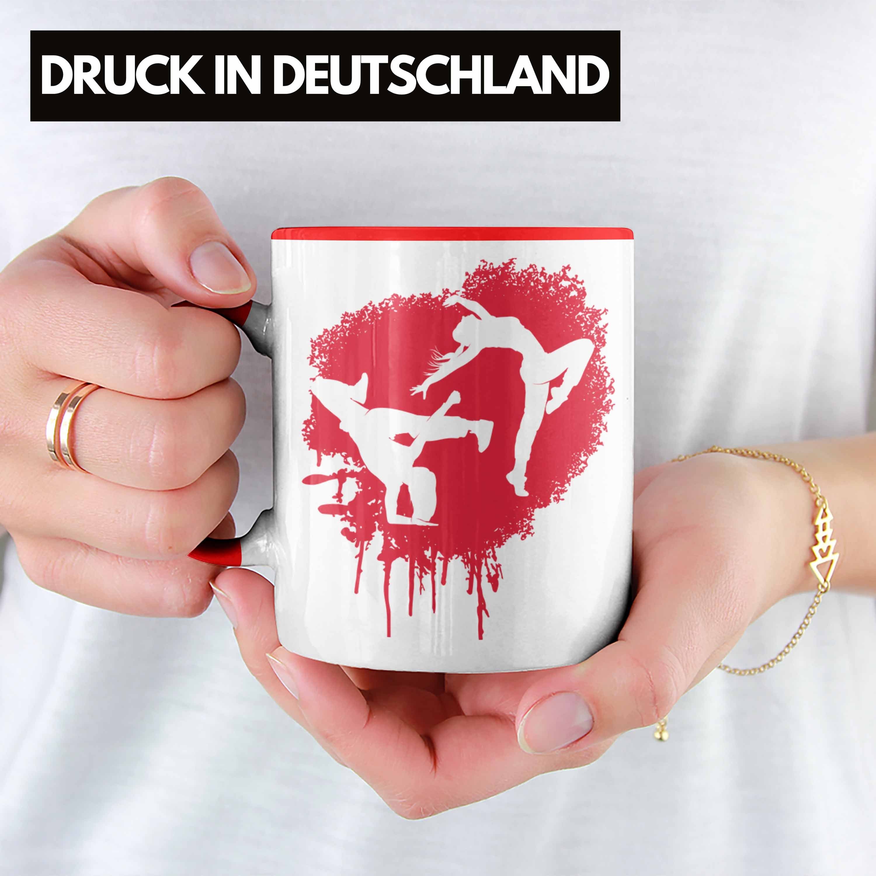 Tasse Trendation - Weihnachten Geburtstag Tasse Break-Dance Jungs Rot Breakdancer Geschenk Geschenkidee Trendation